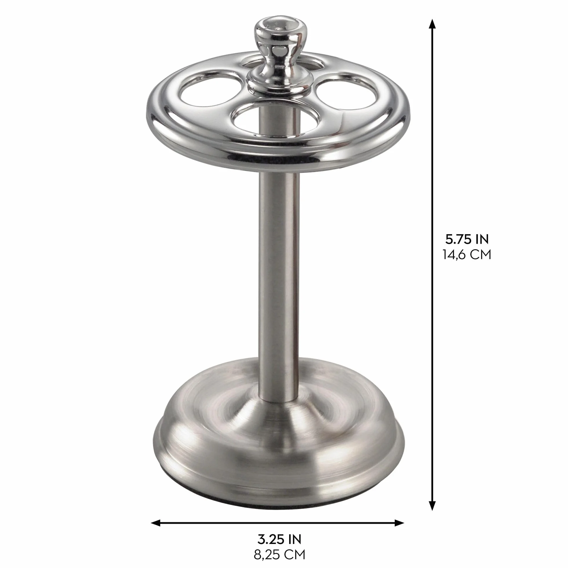 iDesign York Metal uchwyt na szczoteczki do zębów, piękny uchwyt do przechowywania kosmetyków ze stali nierdzewnej, kolor srebrny/matowy srebrny