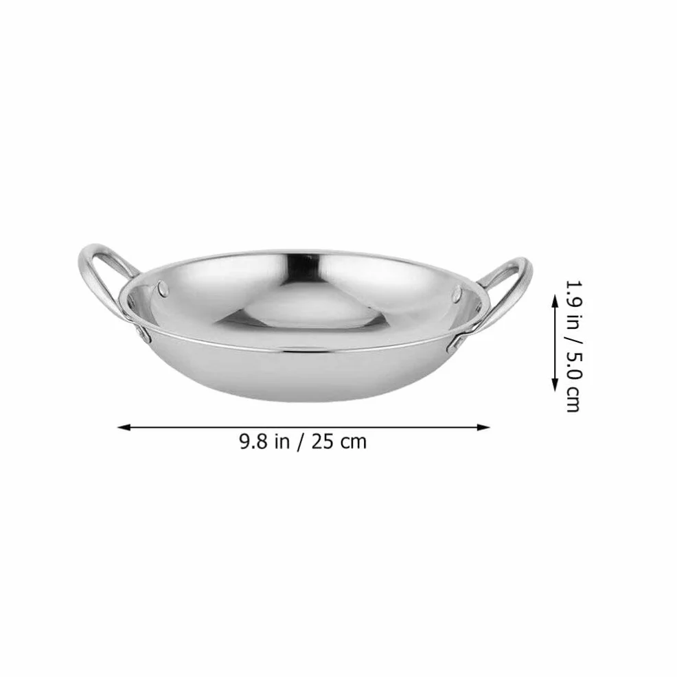 Wok Ze Stali Nierdzewnej Paella Pan Podwójny Uchwyt Okrągłym Dnem Patelnia Do Gotowania