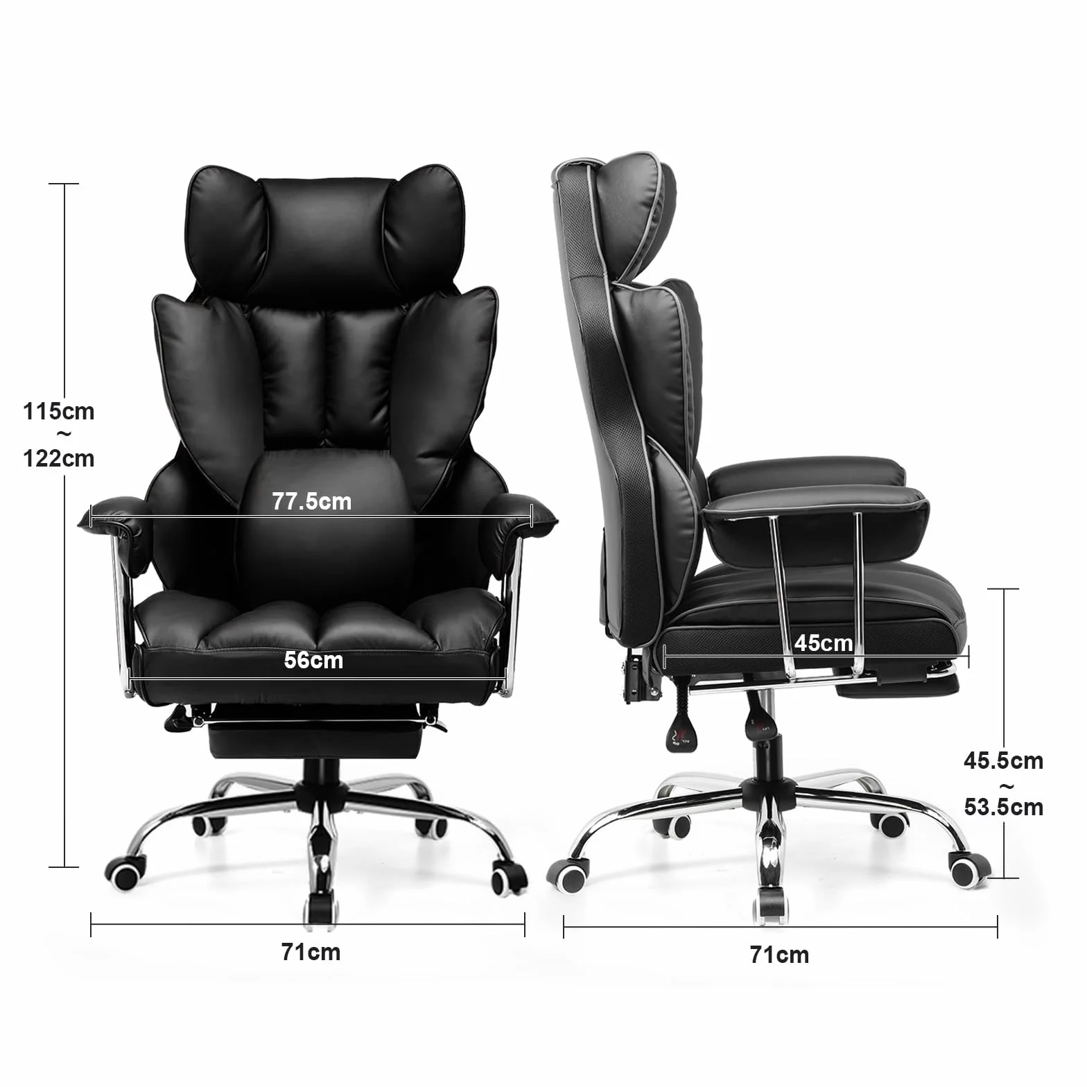 GTPLAYER Fotel gamingowy, ergonomiczny fotel biurowy z podnóżkiem, powierzchnia z materiału, poduszka sprężynowa, fotel gamingowy, obciążenie 150 kg, kolor czarny