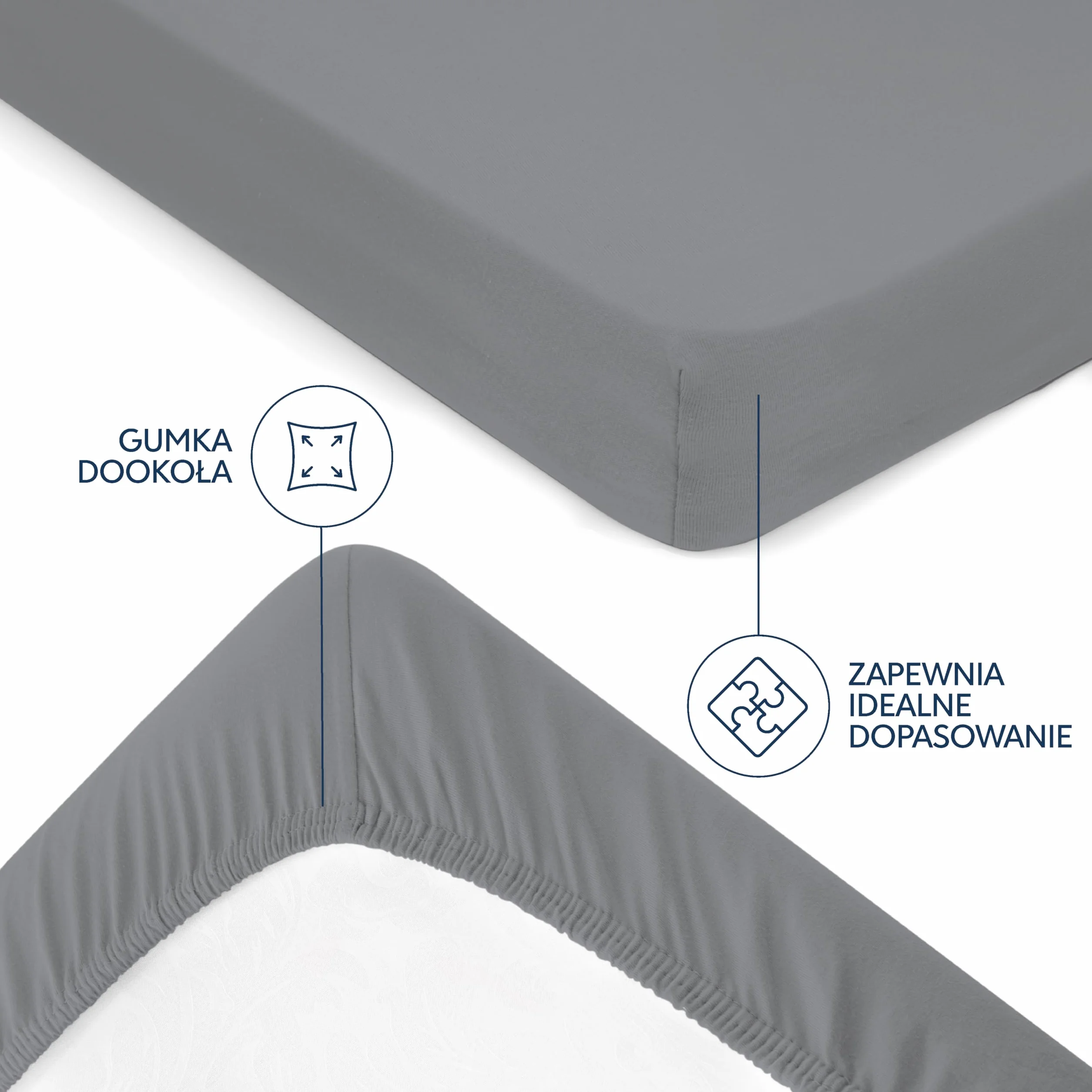 Prześcieradło Dreamzie 160x200 cm, 100% bawełna Premium Jersey, wysokość materaca do 27 cm, hipoalergiczne, Oeko-Tex, antracyt