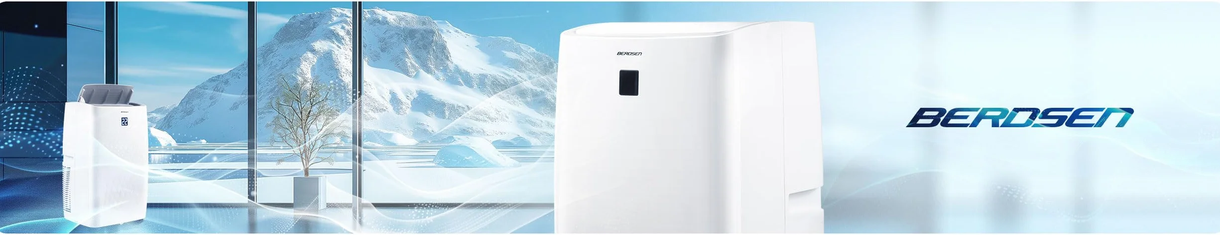Berdsen Klimatyzator Przenośny 5w1 z Funkcją Grzania Osuszania 14000 BTU 34l/24h WiFi Biały