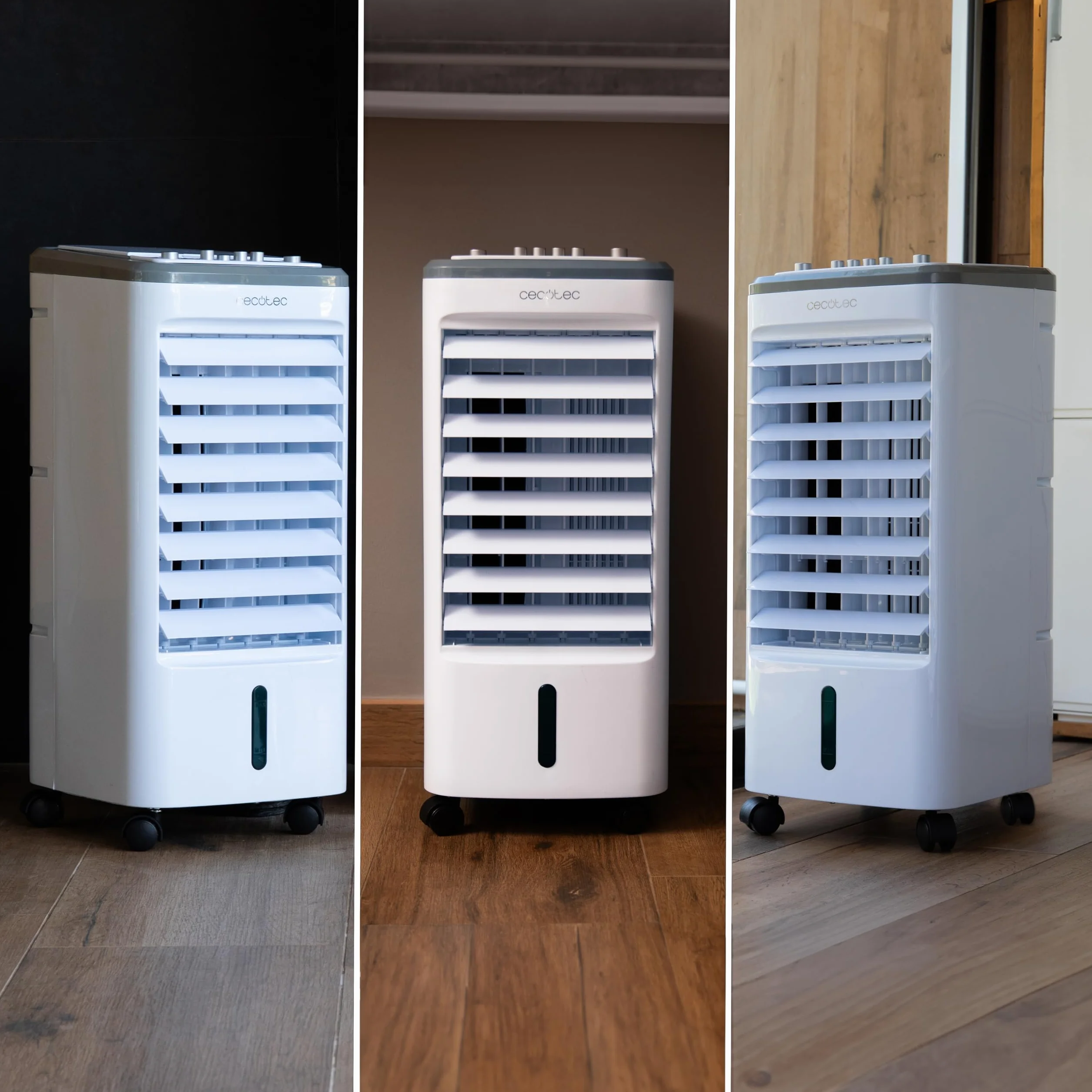 Cecotec Klimatyzator Ewaporacyjny EnergySilence 3500 Cool Compact. 65 W, zbiornik 3,5 l, 3 prędkości, oscylacja 70º, wielokierunkowe kółka, zawiera 2 chłodnice