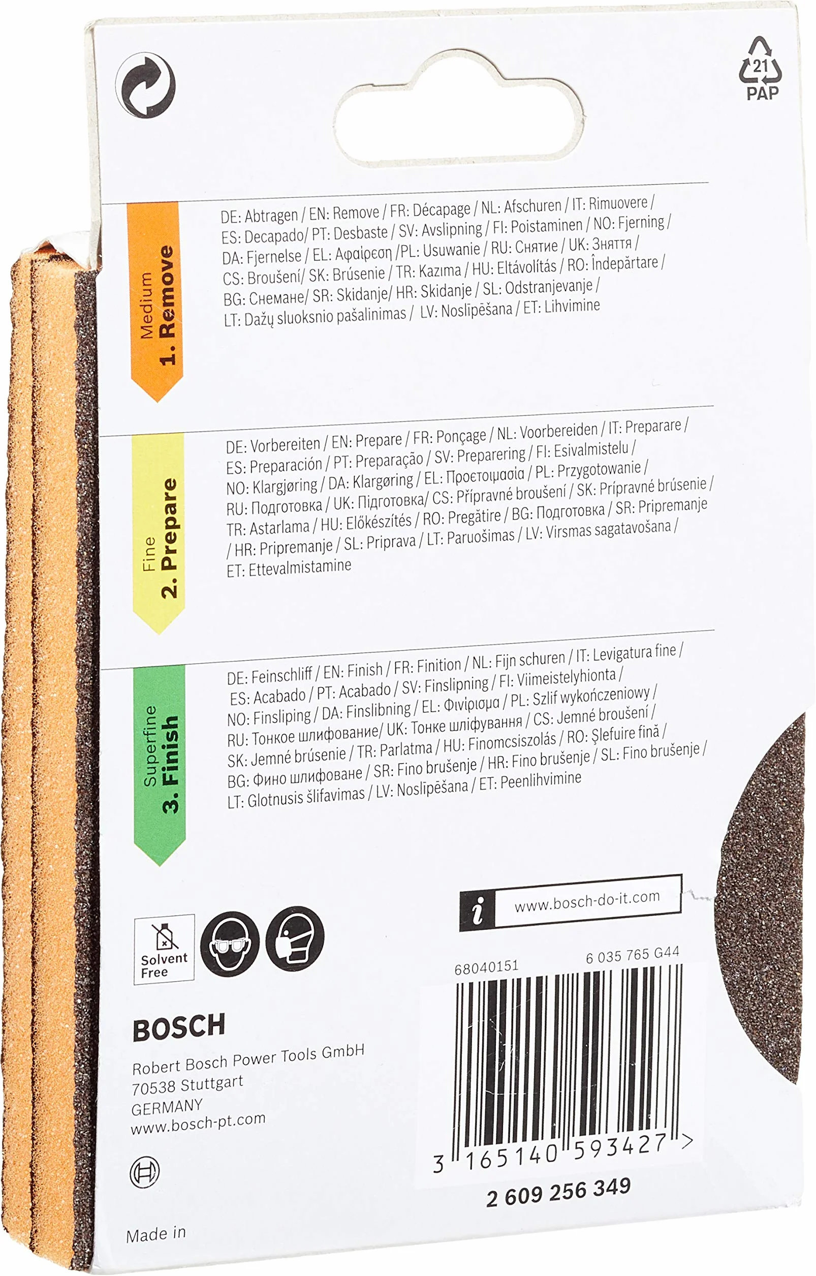Bosch 2609256349 DIY gąbka do szlifowania konturów średnia nić 60