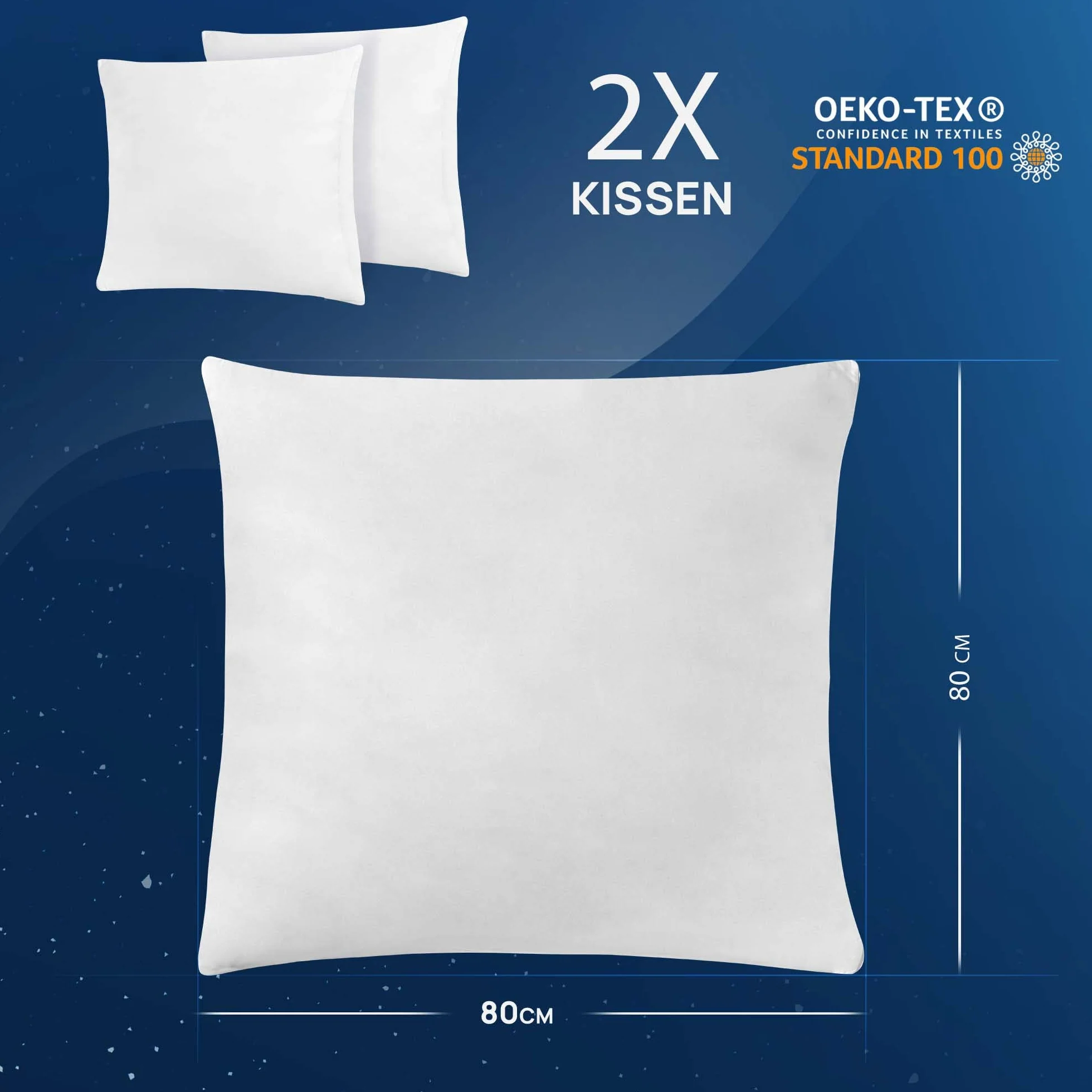 LILENO HOME Poduszka z pierza 80 x 80 cm [zestaw 2 szt.] – poduszka 80 x 80 cm z piór jako poduszka pod głowę, poduszka do spania i poduszka na łóżko, idealna dla alergików i dzieci – poduszka z