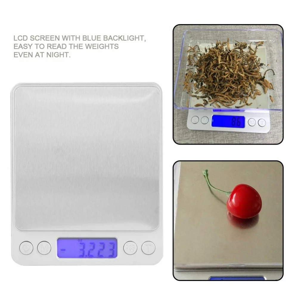 Cyfrowa waga kuchenna ze stali nierdzewnej 500 g/0,01 g LCD