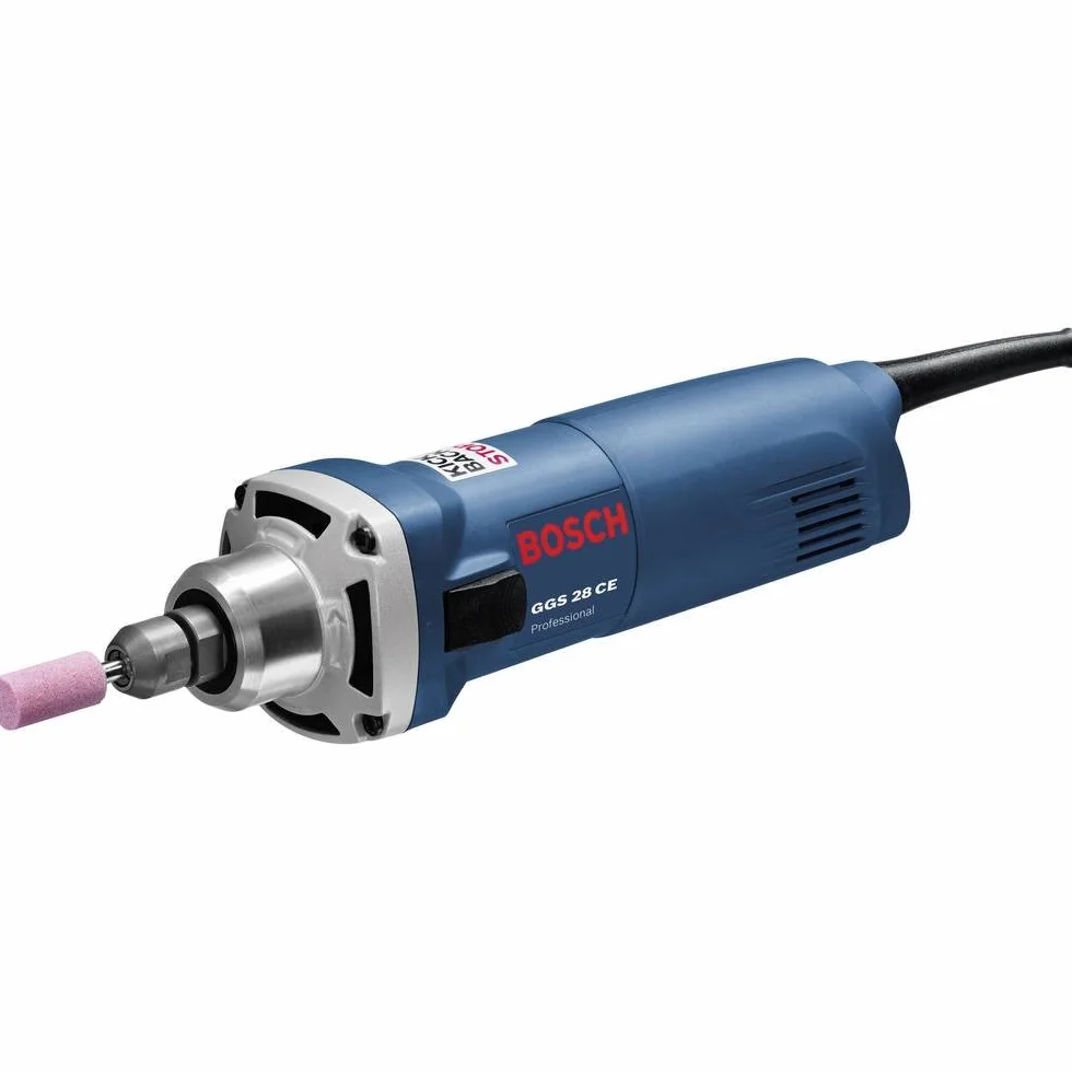 Bosch Professional: szlifierka prosta GGS 28 CE (650 W, prędkość obrotowa bez obciążenia 10 000 – 28 000 min–1, tuleja zaciskowa 6 mm i 2 klucze płaskie rozm. 19)