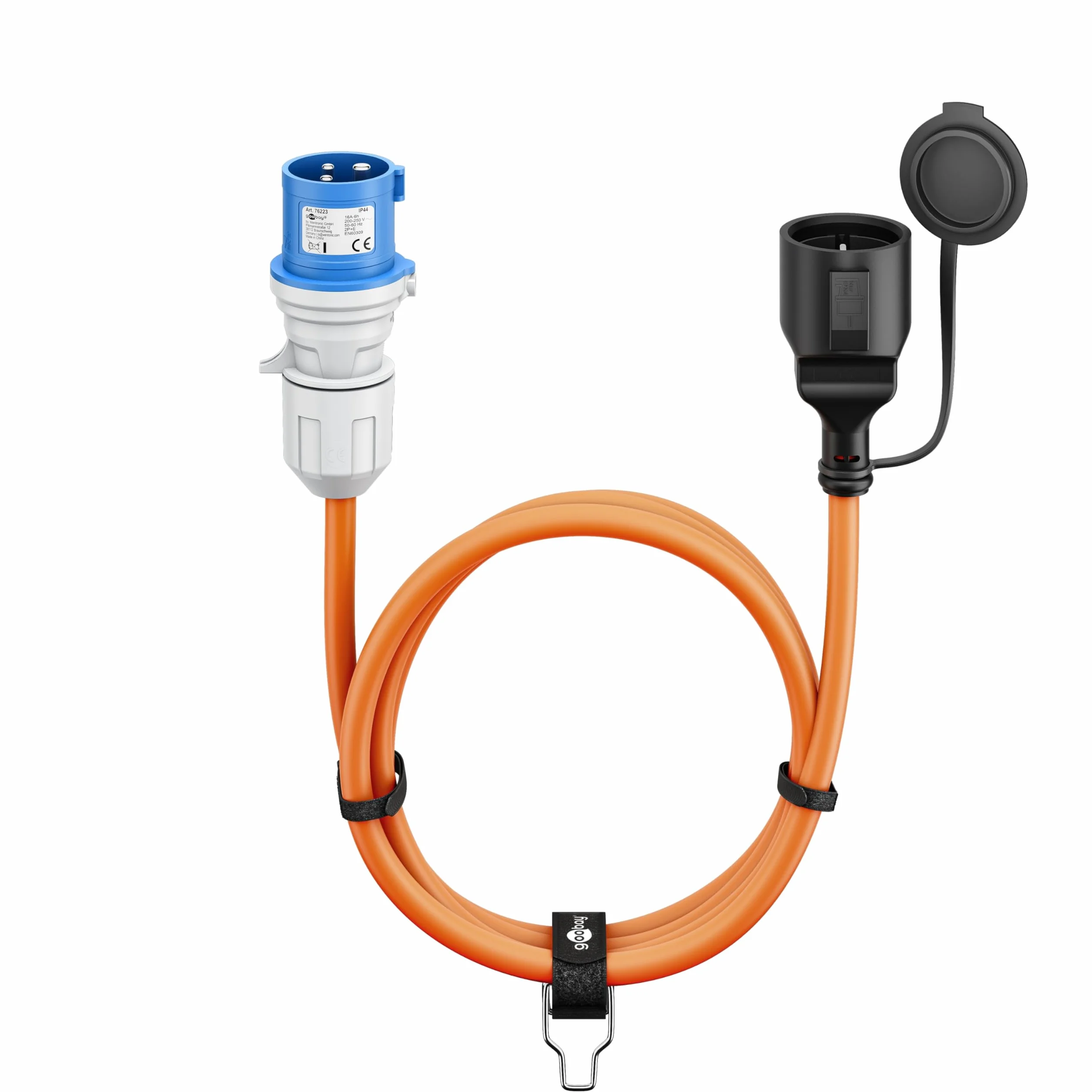 goobay Kabel adaptera CEE do przyczepy kempingowej, 1,5 m, wtyczka CEE do gniazdka ochronnego, do użytku na zewnątrz z IP44, 76223