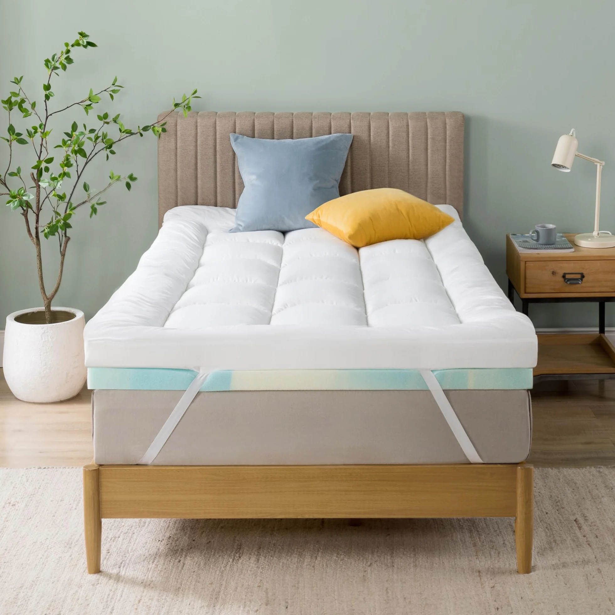 Zinus Mattress Topper, poliester, biały, 200 x 90 cm