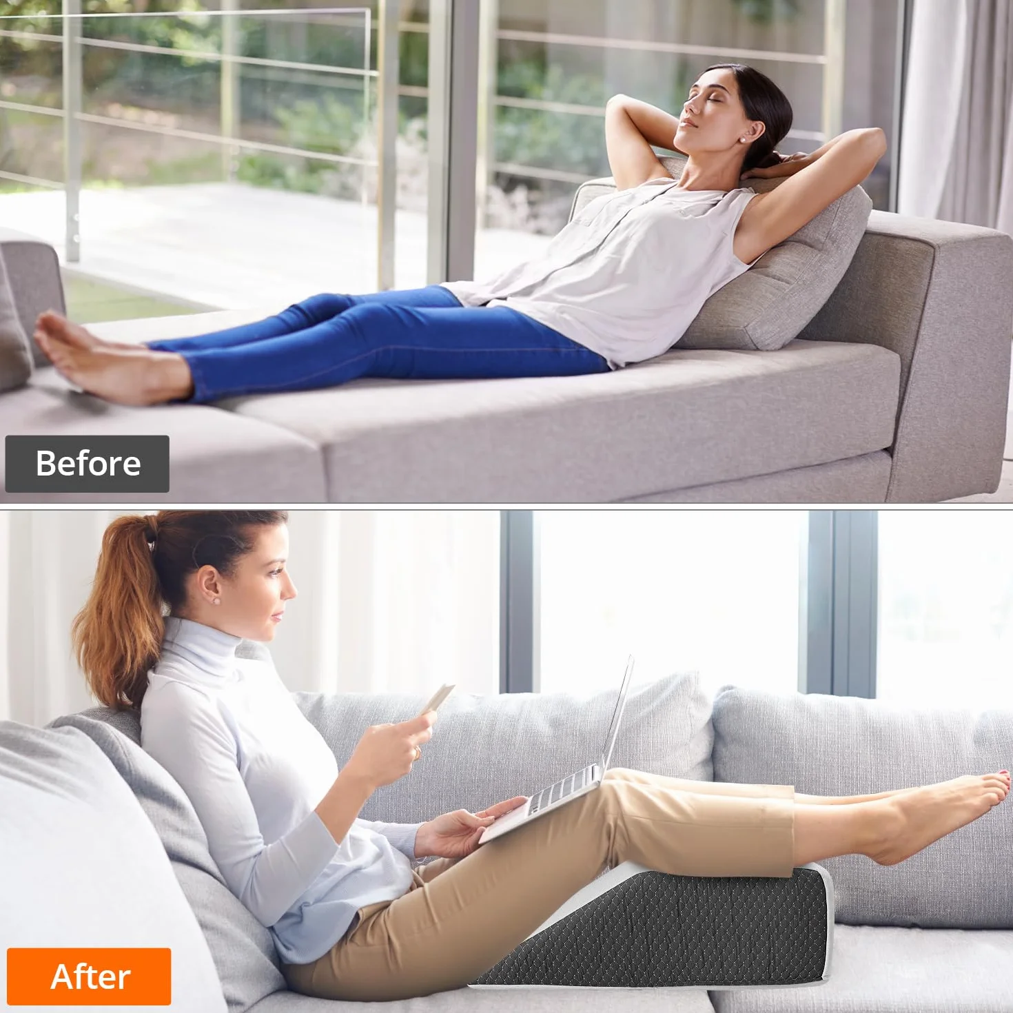QWORK Poduszka na nogę, ergonomiczna poduszka do podnoszenia nóg, poduszka z pianki z pamięcią kształtu