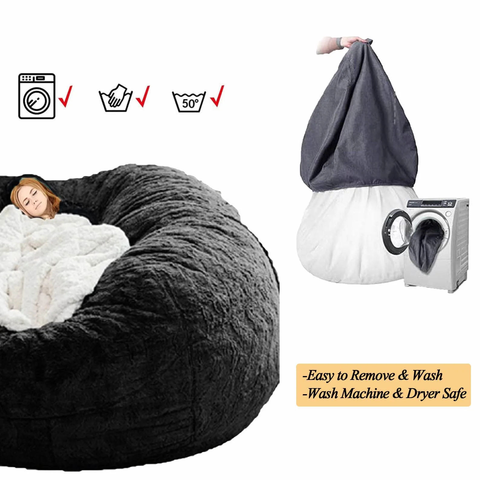 Faux Fur Bean Bag Krzesło dla Dorosłych Faux Fur BeanBag Lazy Sofa Bed Cover Meble do pokoju (była to tylko poszewka, a nie pełna torba fasoli)