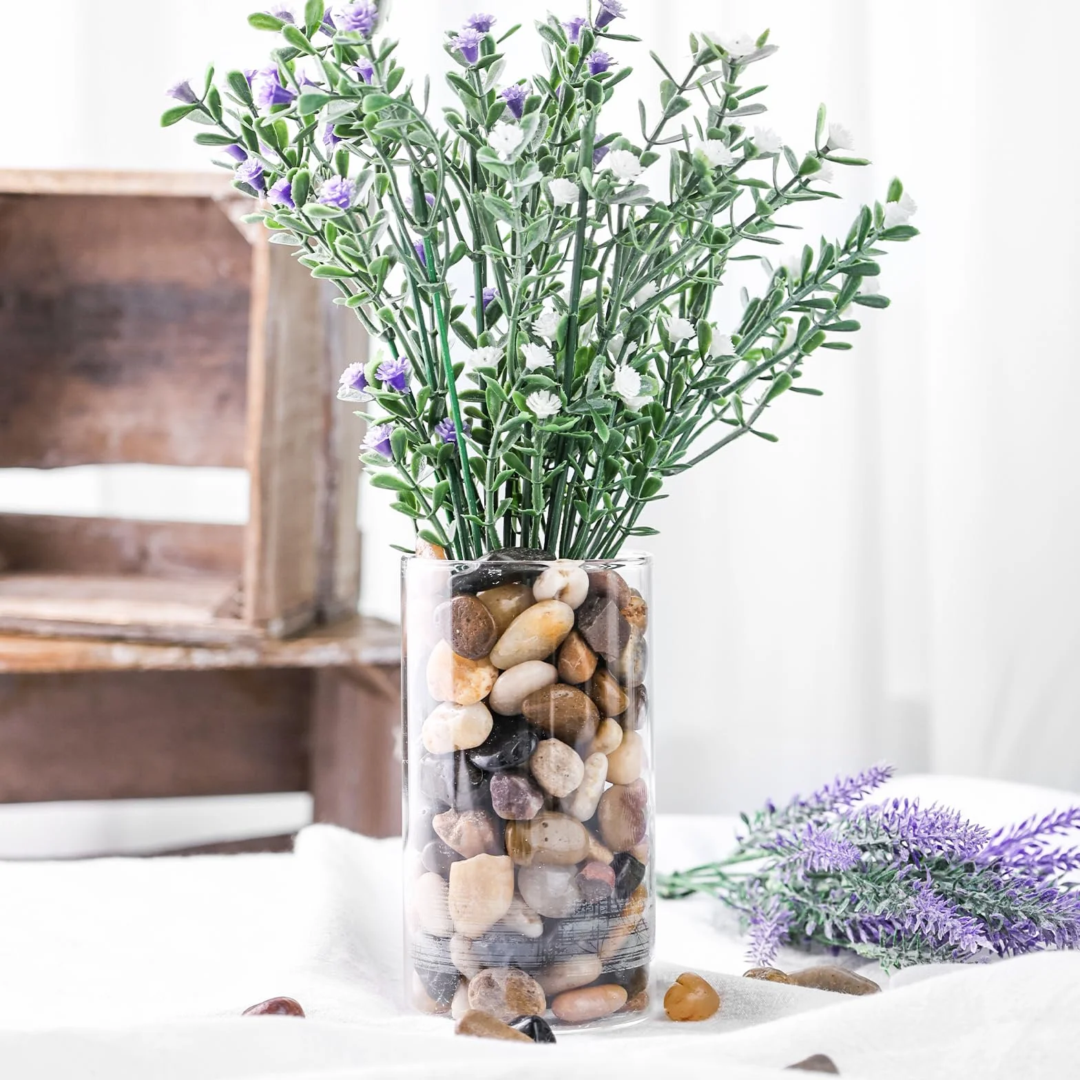 HAKACC 450g Kamienie rzeczne, polerowane kamienie żwirowe do majsterkowania, małe kamienie dekoracyjne do wazonów, roślin, ogrodu, zieleni, sukulentów