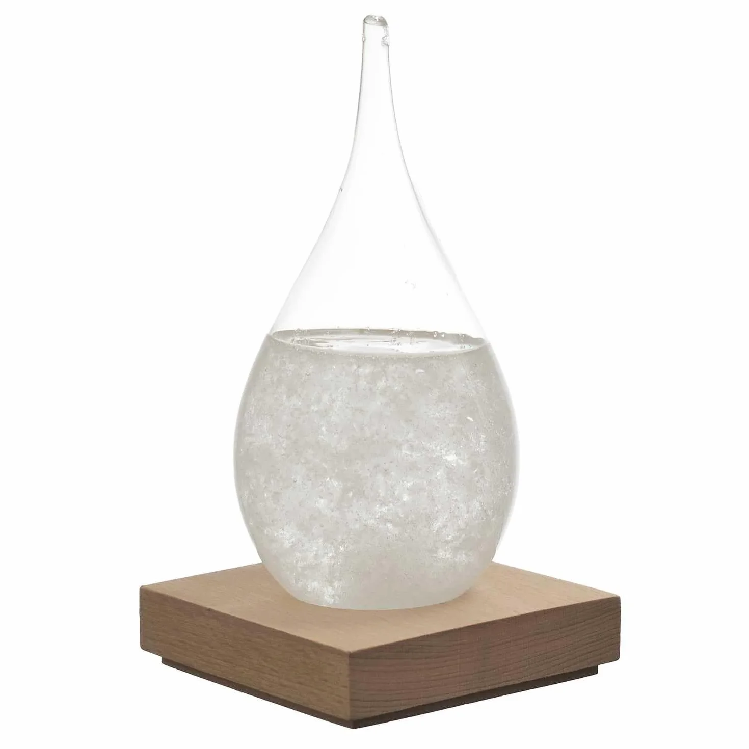 HOME DECO FACTORY, HD0384, Tempest Glass H17 cm - Elegancki i funkcjonalny przedmiot dekoracyjny, oryginalny barometr z kryształkami, drewniana podstawa