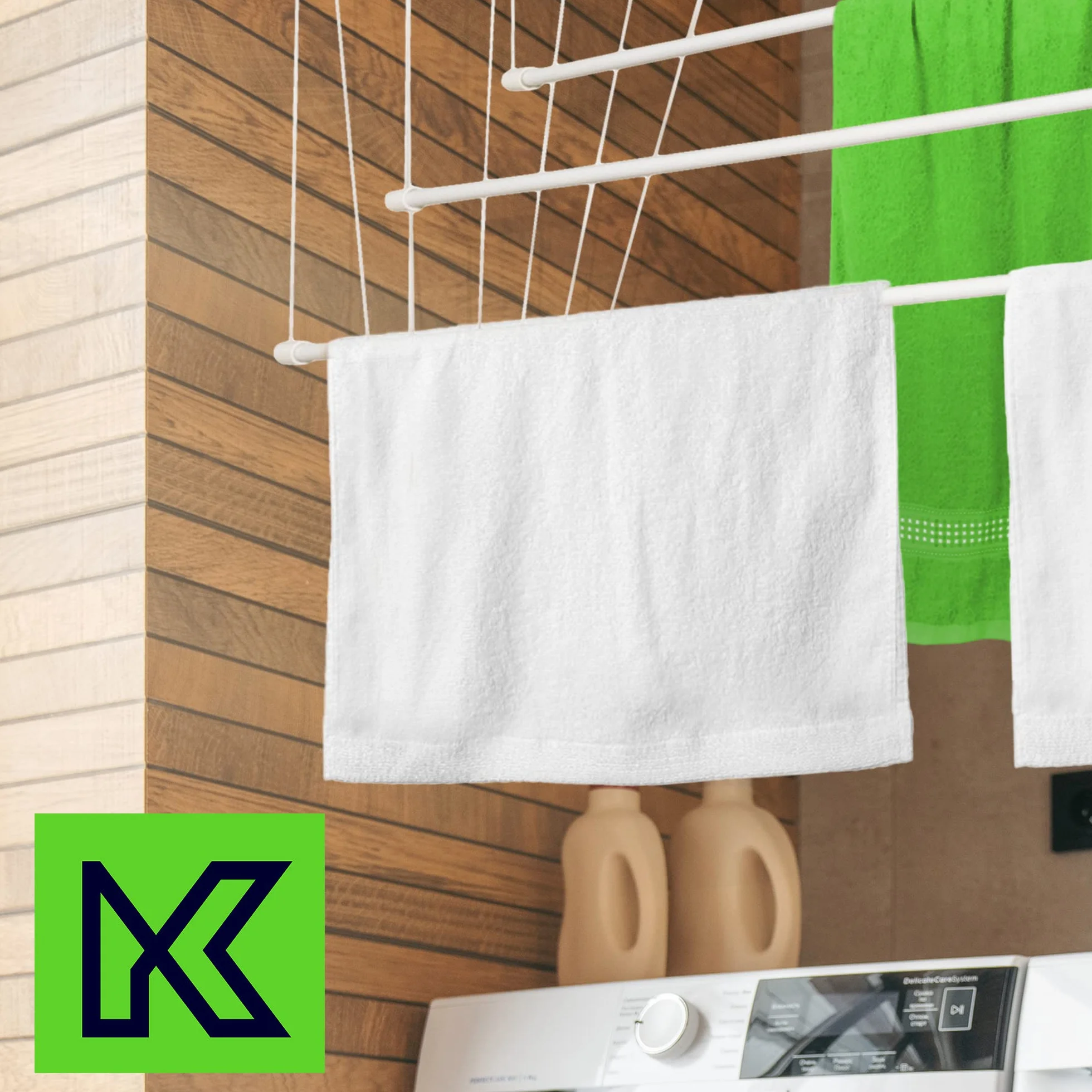 KADAX Suszarka sufitowa na pranie 6x130 cm biały, powlekane stalowe pręty odporne na korozję, udźwig 12 kg, oszczędza miejsce po złożeniu