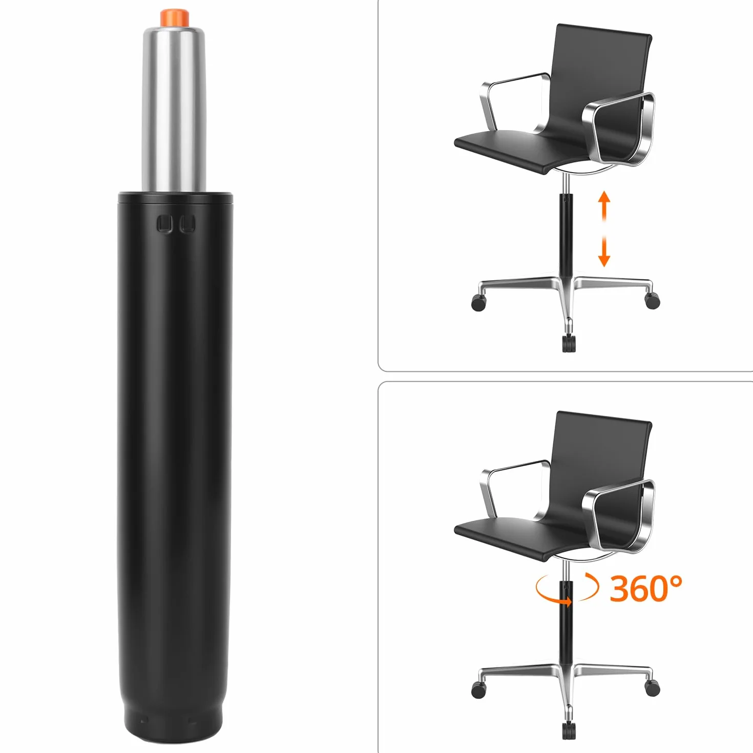 QWORK® sprężyna gazowa do krzeseł biurowych, 31-45 cm wymienna sprężyna gazowa ze stali nierdzewnej, obrót o 360°, do krzeseł biurowych