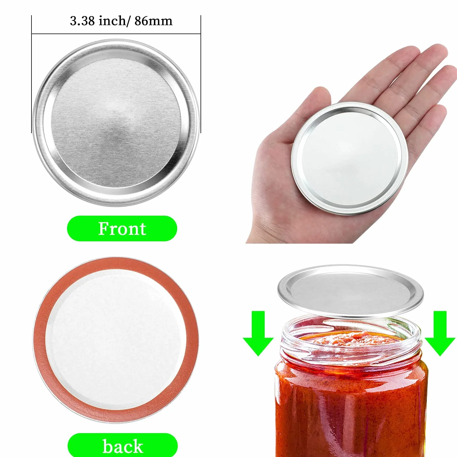 WANGCL 50 szt. pokrywki do konserw z szerokimi ustami materiał spożywczy typu split metalowe pokrywki słoików z szerokim otworem 86 mm