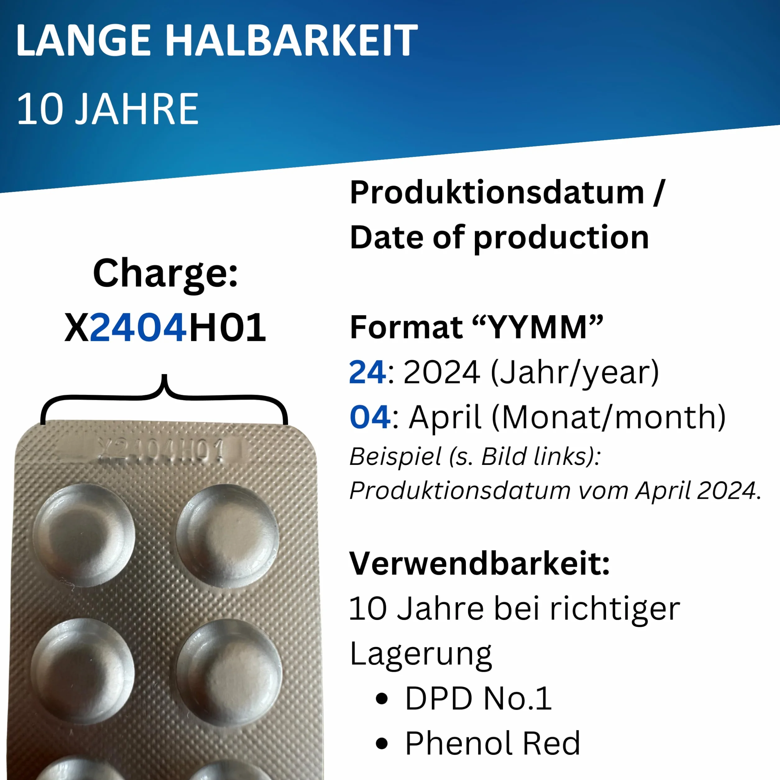 100 tabletek testowych Rapid do testera wstrząsów, 50 x pH Phenol Red, 50 x DPD1, bez chloru, tester wody basenowej, trwałość 10 lat