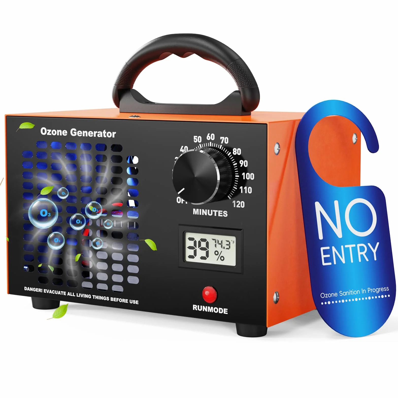 Generator Ozonu 160000 mg/h 2 w 1 Oczyszczacz Powietrza Ozonowy LED Timer 120 min Pokrycie 300 m²