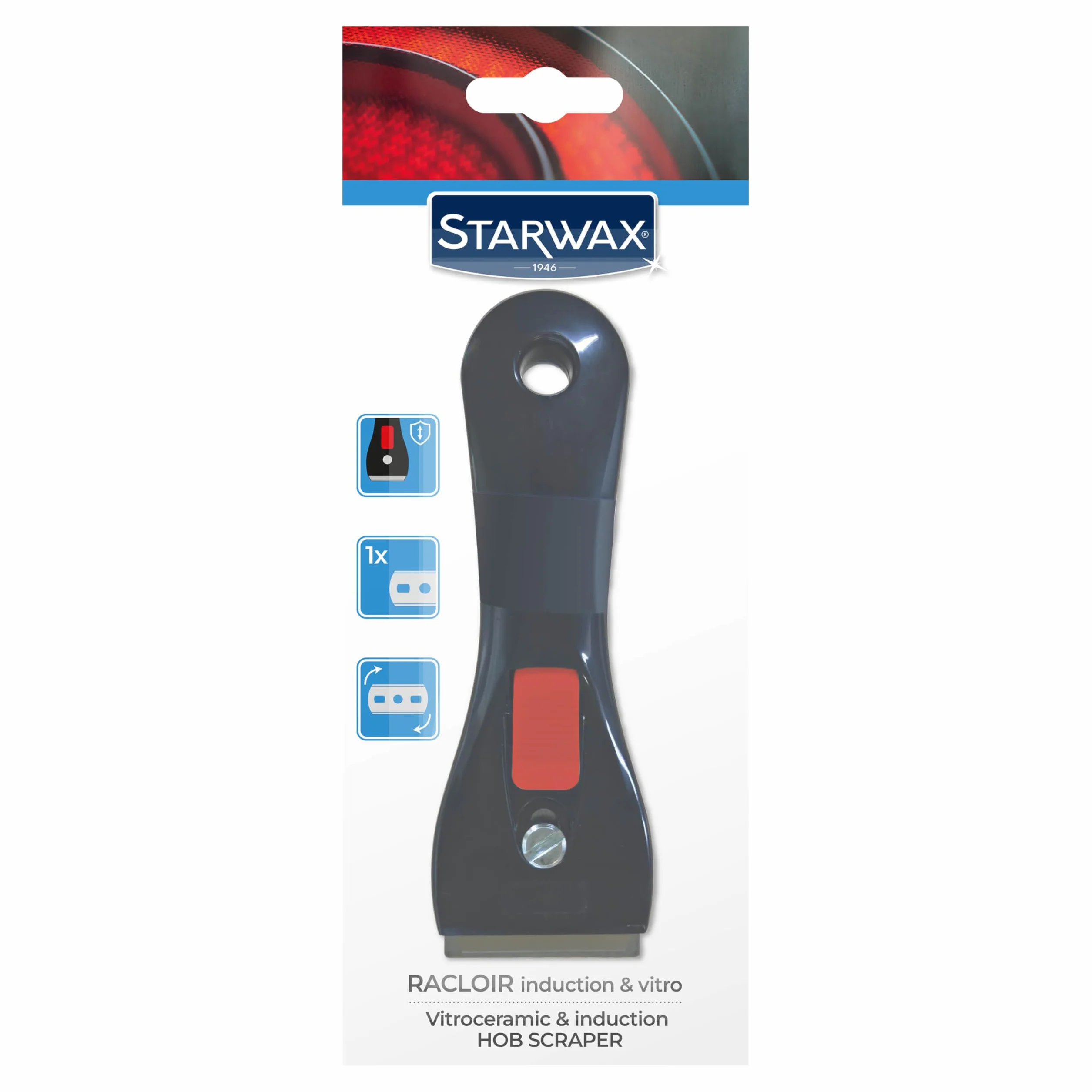 Starwax 1610 Skrobak do Płyty Indukcyjnej, Czarny, 21 cm