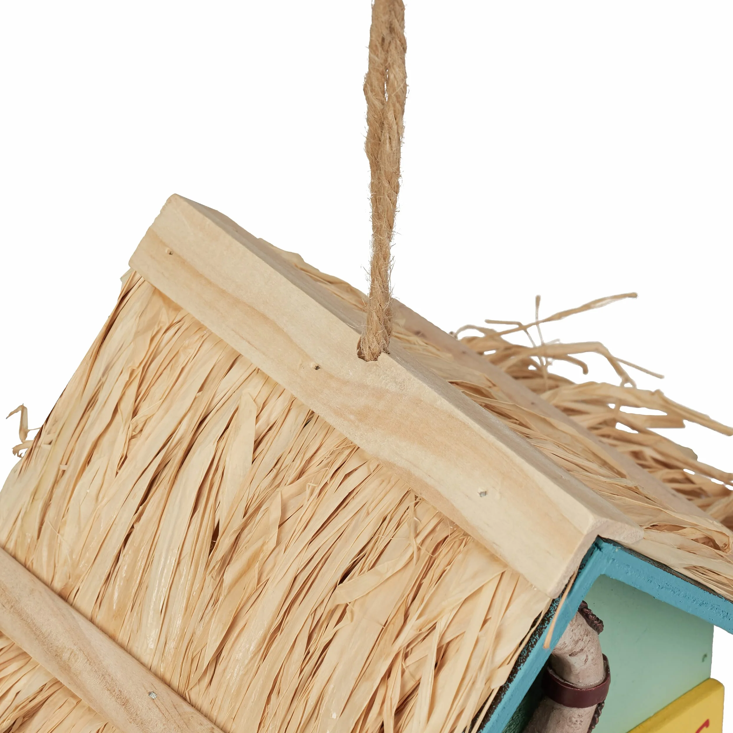 Relaxdays Dekoracyjny domek dla ptaków, domek plażowy, drewno, do zawieszenia, wys. x szer. x gł.: 24,5 x 19 x 13,5 cm, willa dla ptaków do ogrodu, kolorowy