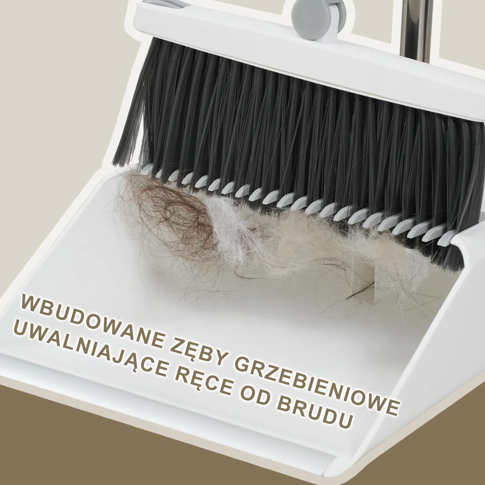 Mitclear Zestaw Szufelki i Miotła z Długim Uchwytem, Miotła do Zamiatania Obracająca się o 180°, Szufelka Domowa z Wargą Stopu Aluminium do Czyszczenia Podłóg, Ogrodzie, Domu, Kuchni, Biurze, Holu