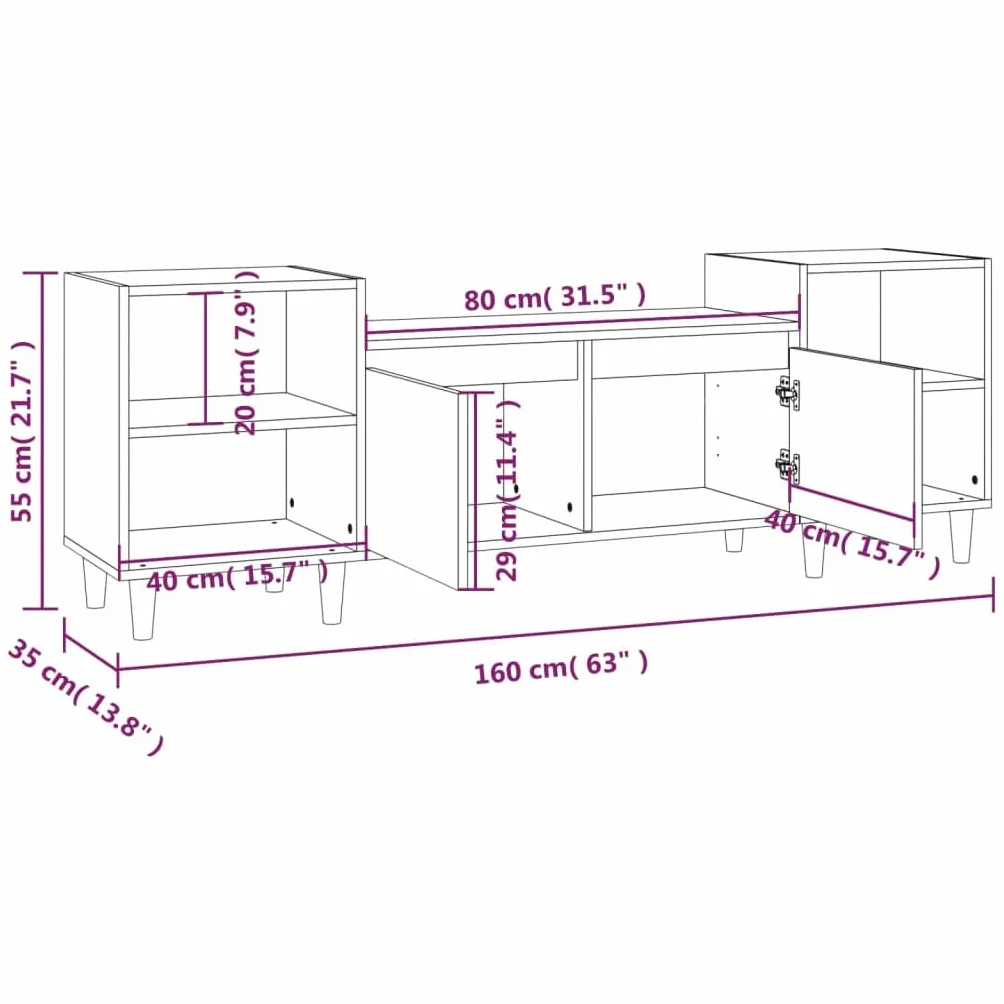 vidaXL Szafka pod telewizor, brązowy dąb, 160x35x55 cm, szafka telewizyjna, szafka pod telewizor, szafka pod tv, szafki telewizyjne
