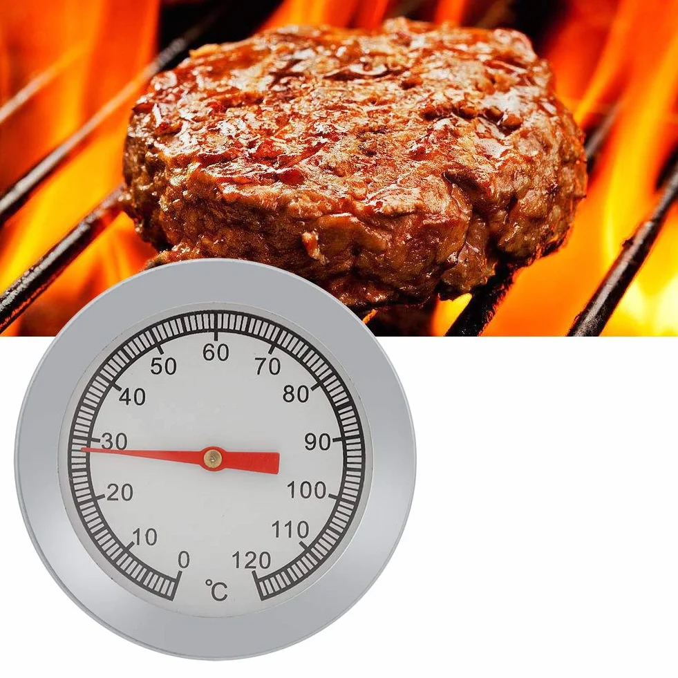 Dokładny 1 szt. termometr do pizzy termometr do grilla, zakres od 0 ~ 120 ℃ stal nierdzewna dowolny grill, grill lub piekarnik do gotowania grilla