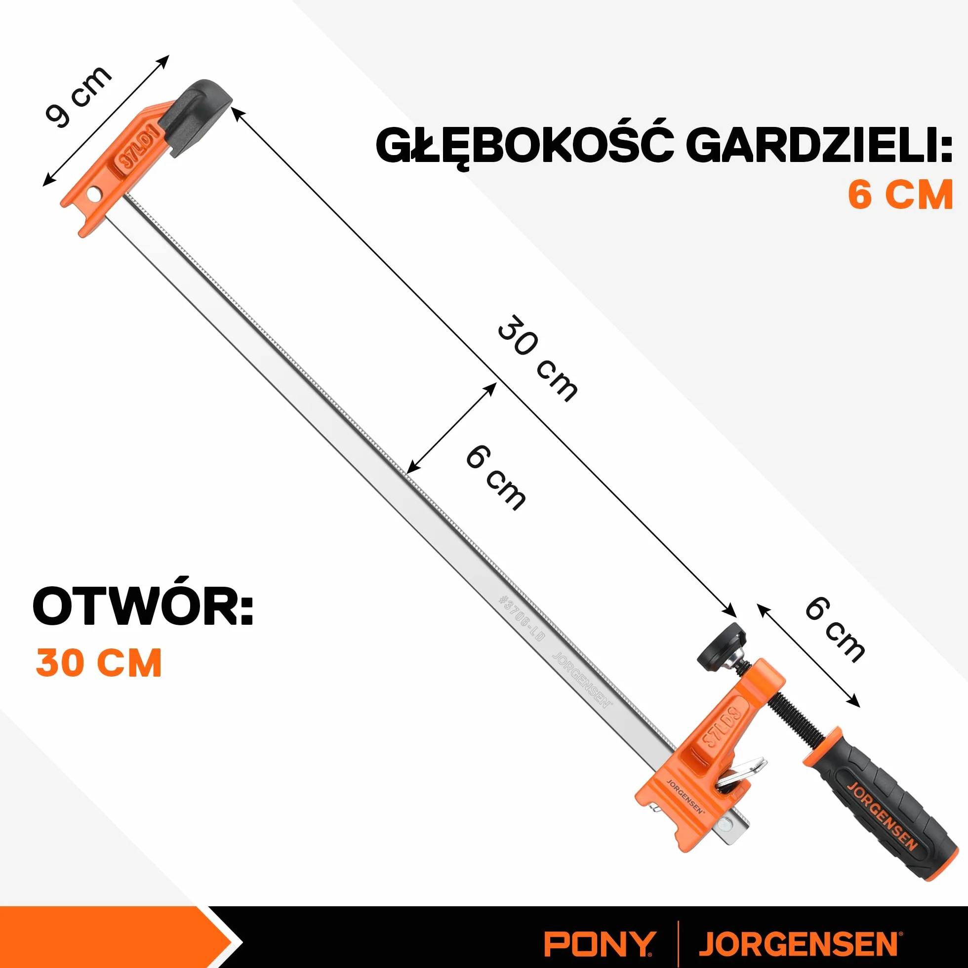 JORGENSEN Profesjonalne ściski stolarskie 300 mm, 2 sztuki, z funkcją szybkiego zwalniania, do drewna, typu F