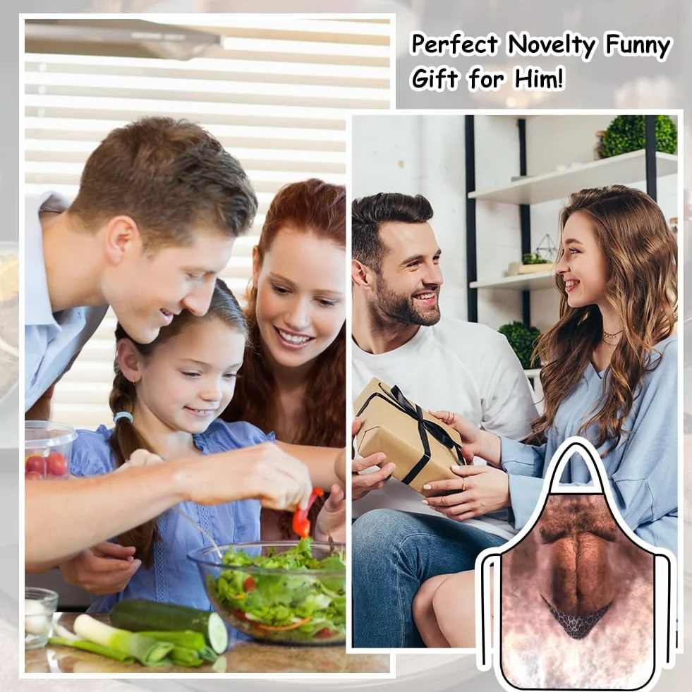 Męski fartuch kuchenny humorystyczny prezent na imprezę grillową, brzowy