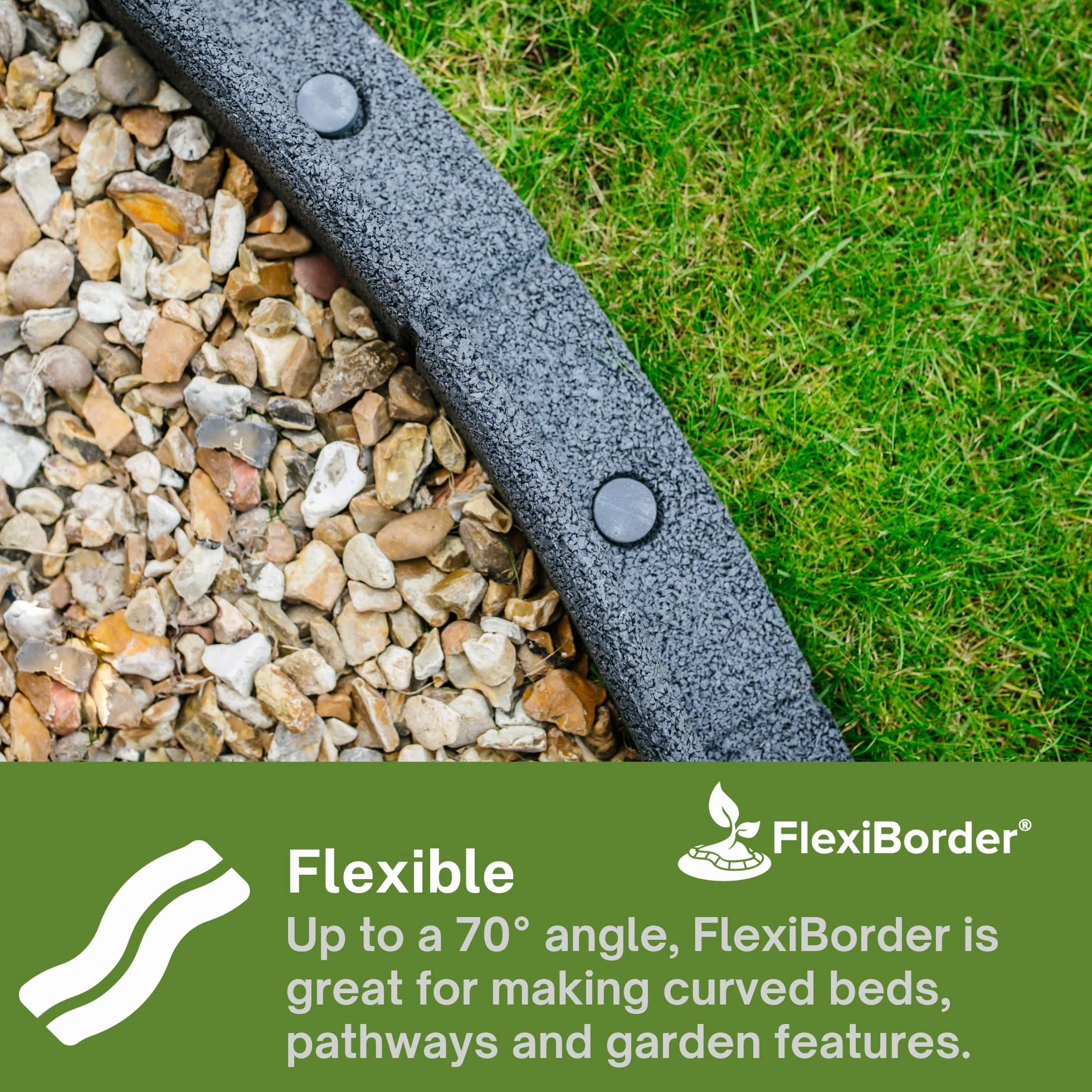 EcoShape FlexiBorder – elastyczny system obrzeży trawnikowych (6 x 1 m, szare)