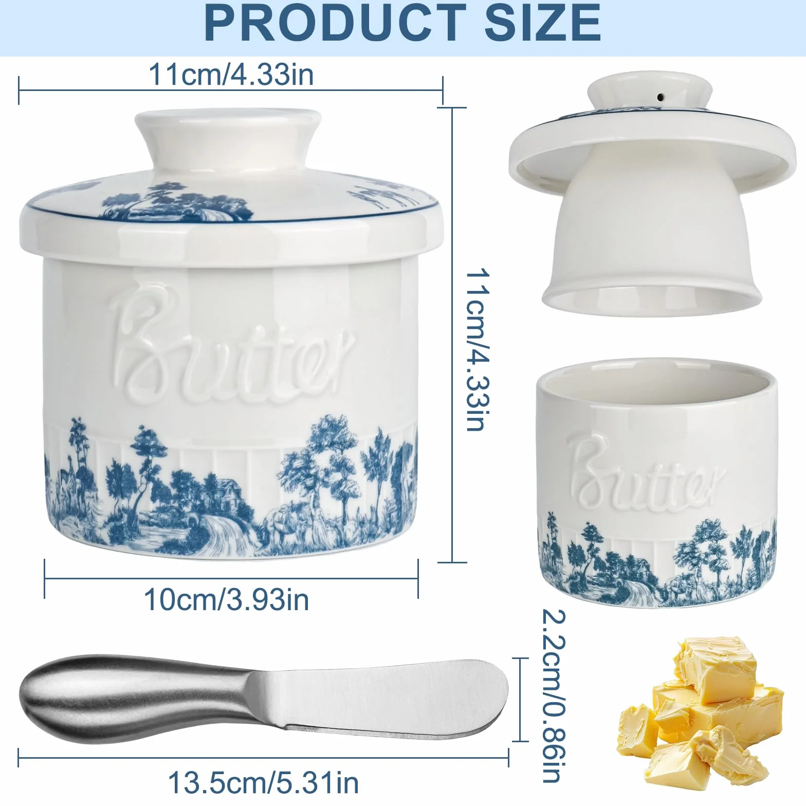 Butterglocke ceramiczny nóż do masła francuska maselniczka z pokrywką chłodzona wodą