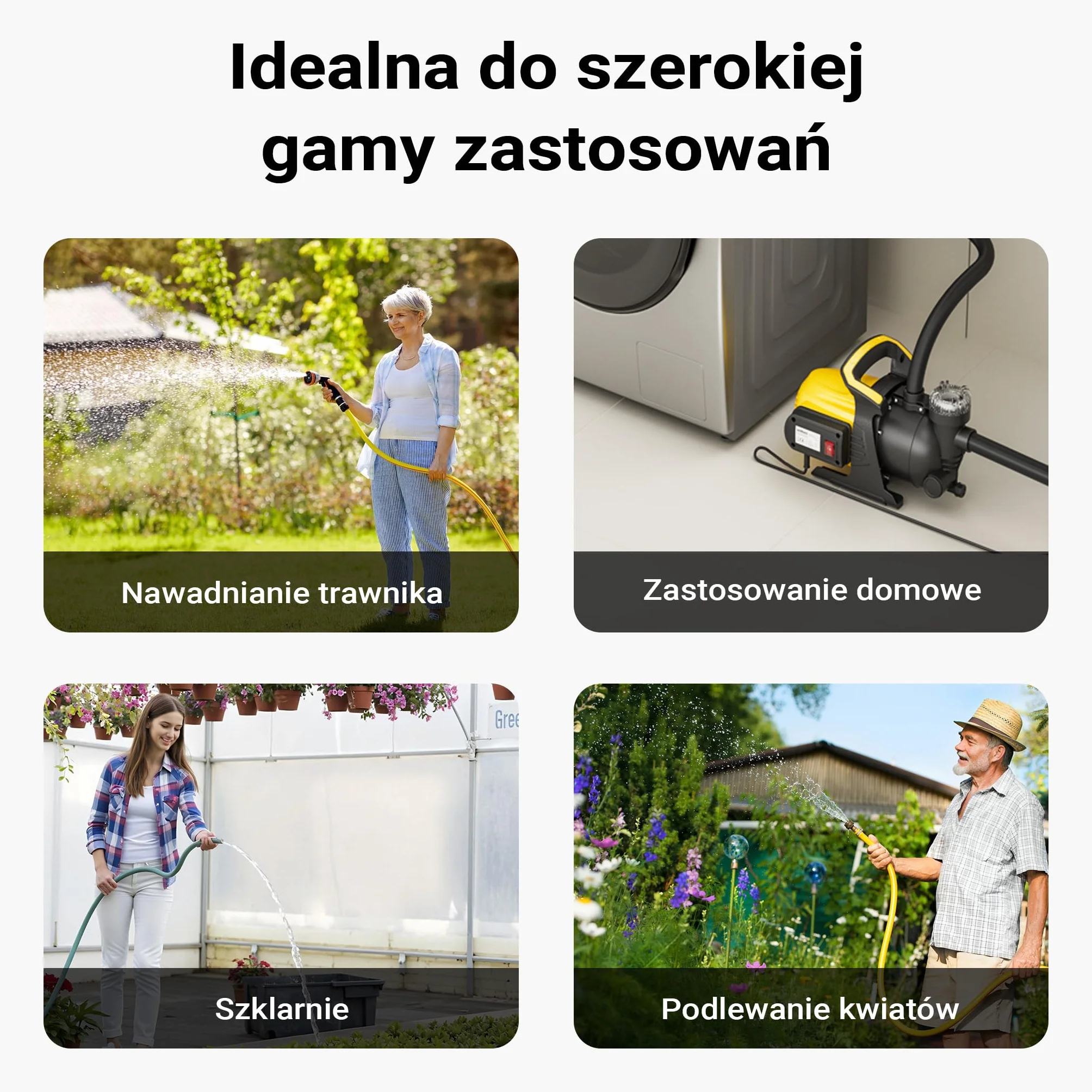 Wiltec Pompa ogrodowa 1200 W z filtrem wstępnym i obudową z tworzywa sztucznego, 3800 l/h, do nawadniania ogrodu i opróżniania basenu