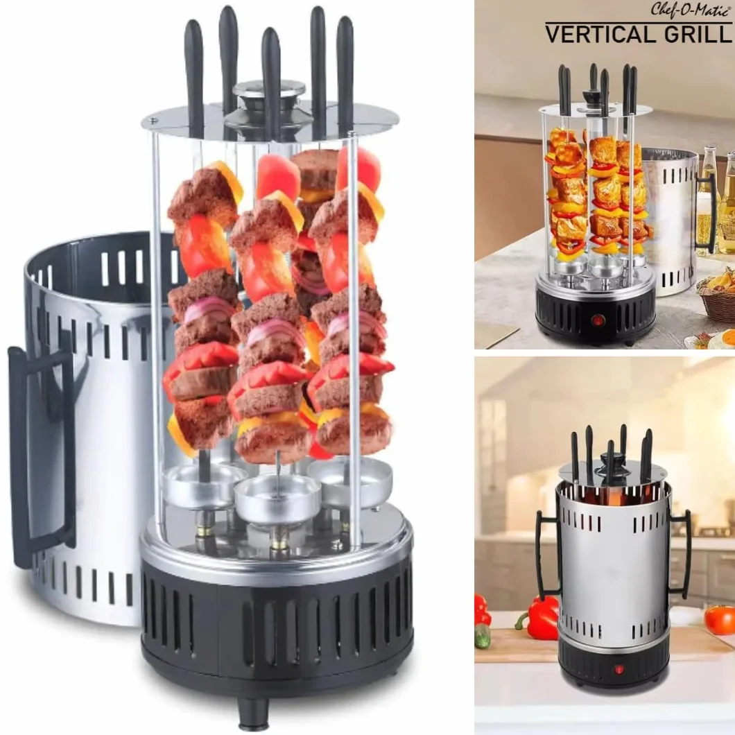 Chef O Matic Pionowy grill elektryczny 1000 W 6 szpikulców automatyczny obrót 360°