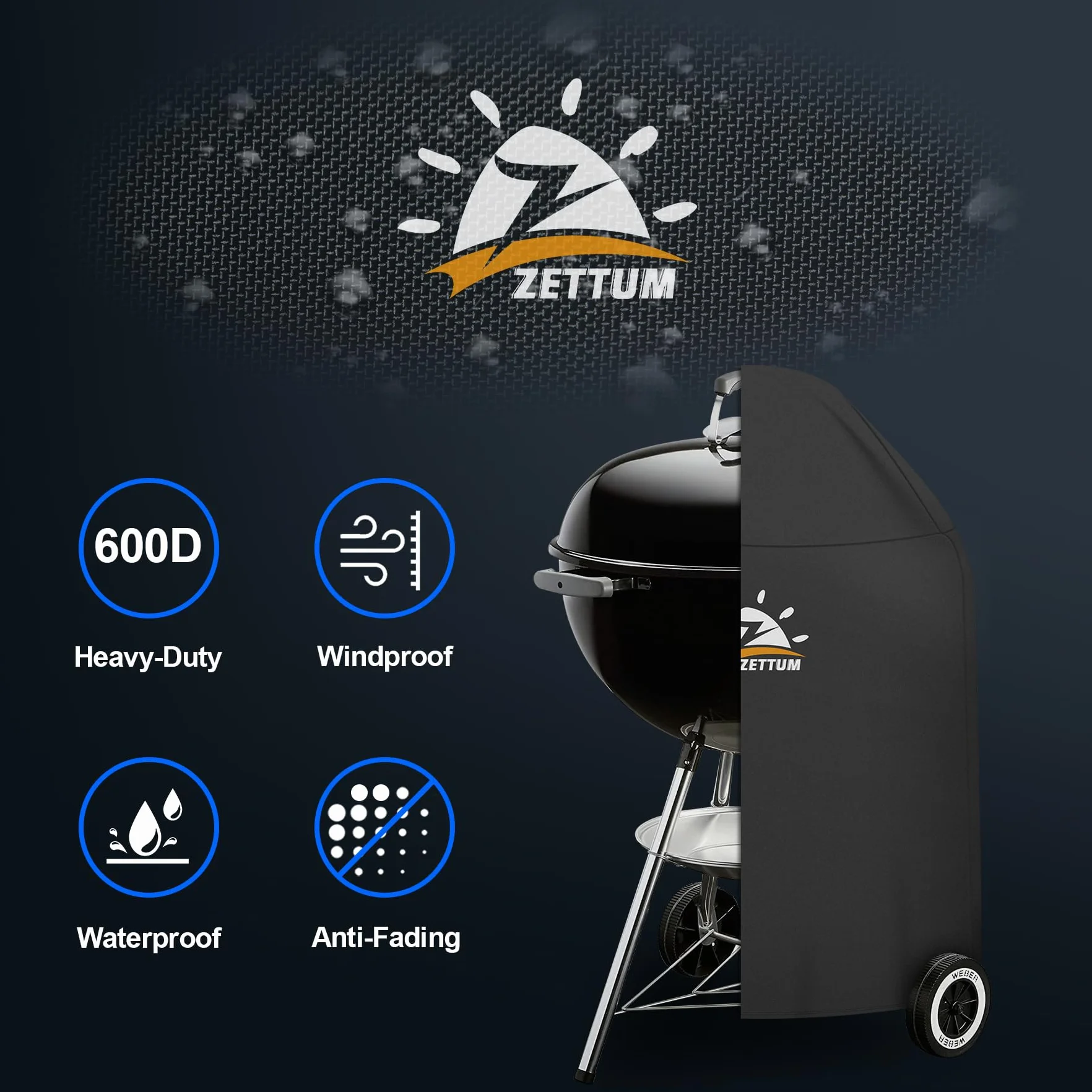 Zettum Pokrowiec na czajnik do grill Weber 57 cm - wytrzymałe i wodoodporne pokrowce PU dla oryginalnego grillu (Φ63 x 88 cm)