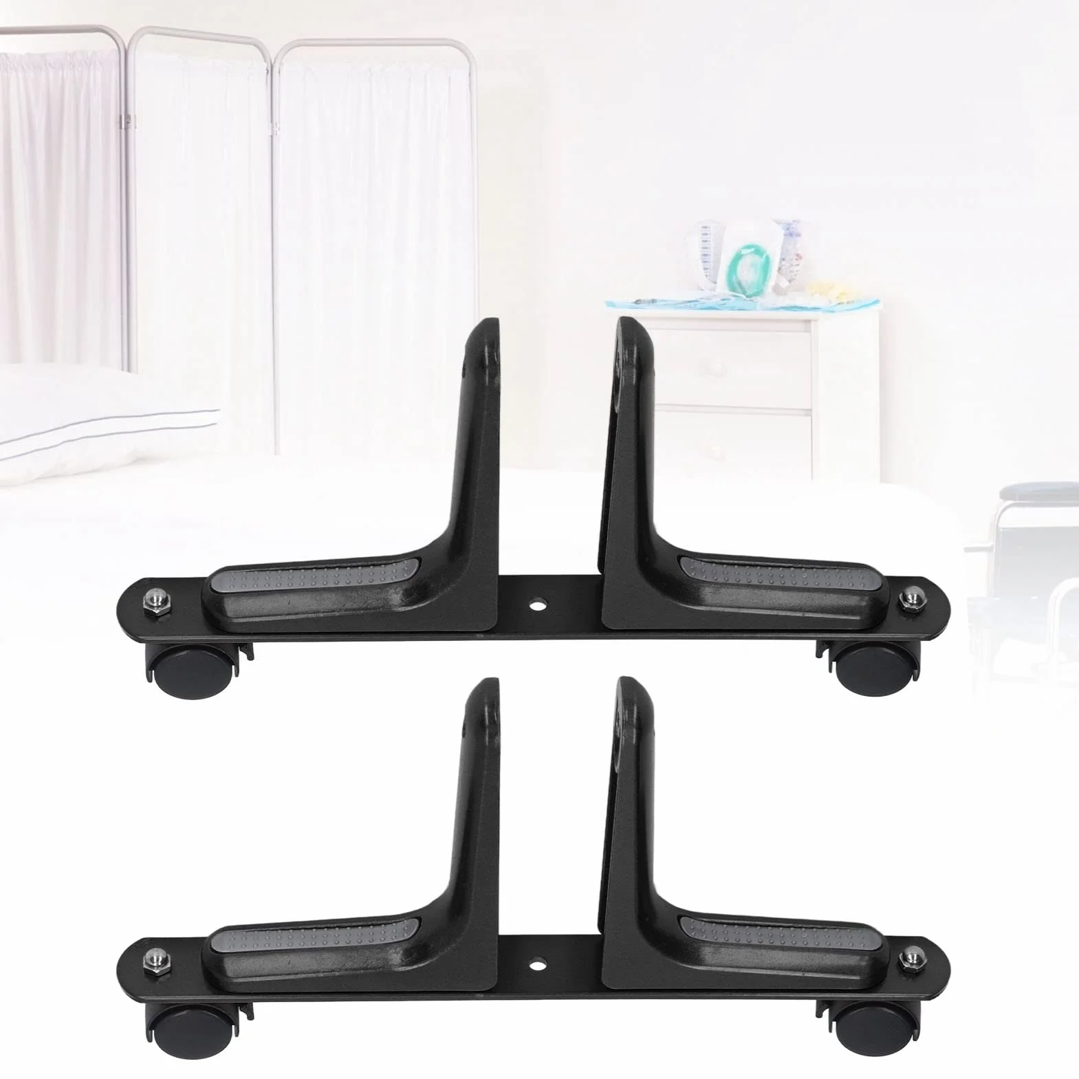 2 Zestawy Przegroda Pokojowa Uchwyt Ekranu Przegroda Ekranu Regulowana szerokość Ruchome Nóżki Rozdzielacza Ekranu z Kółkami do Domowego Biura Hotelowego 100 Kg (BLACK)
