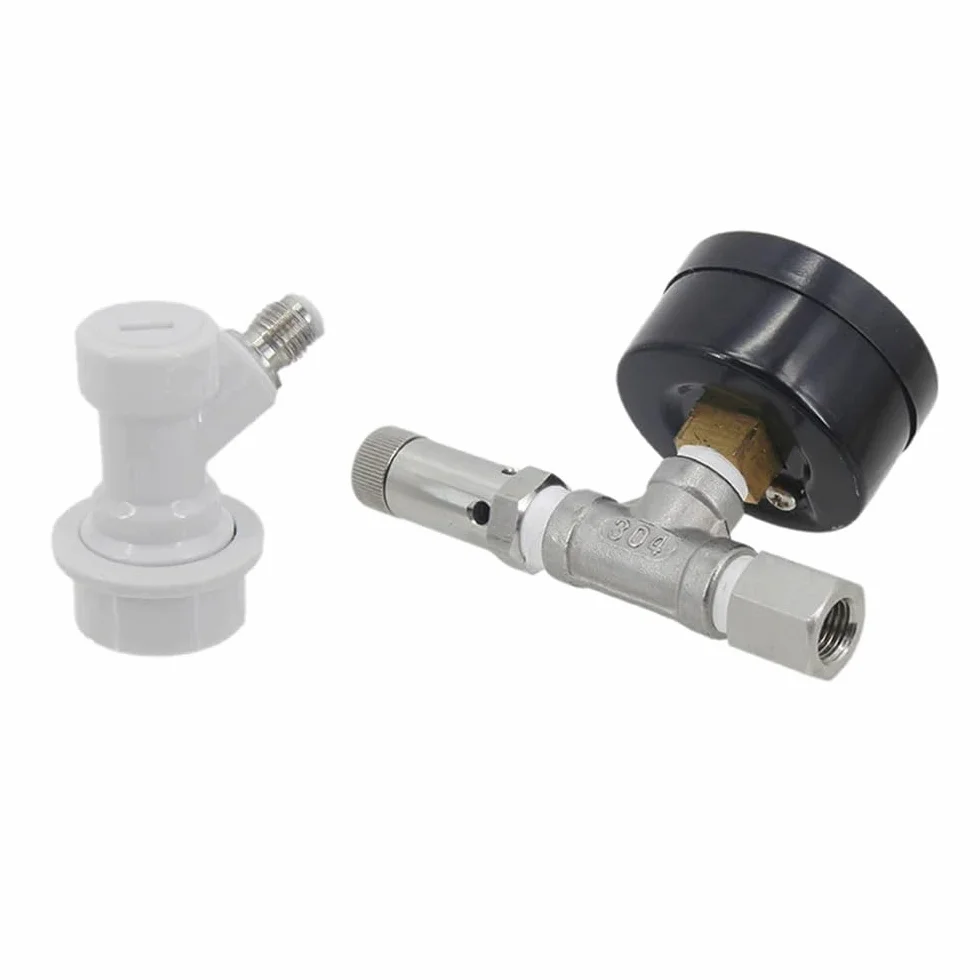 Valves, Ball Lock Quick Disconnect with Pressure Gauge and Adjustable Spunding Valve 0-30 Psi Homebrew Kegging Pressure Transfer