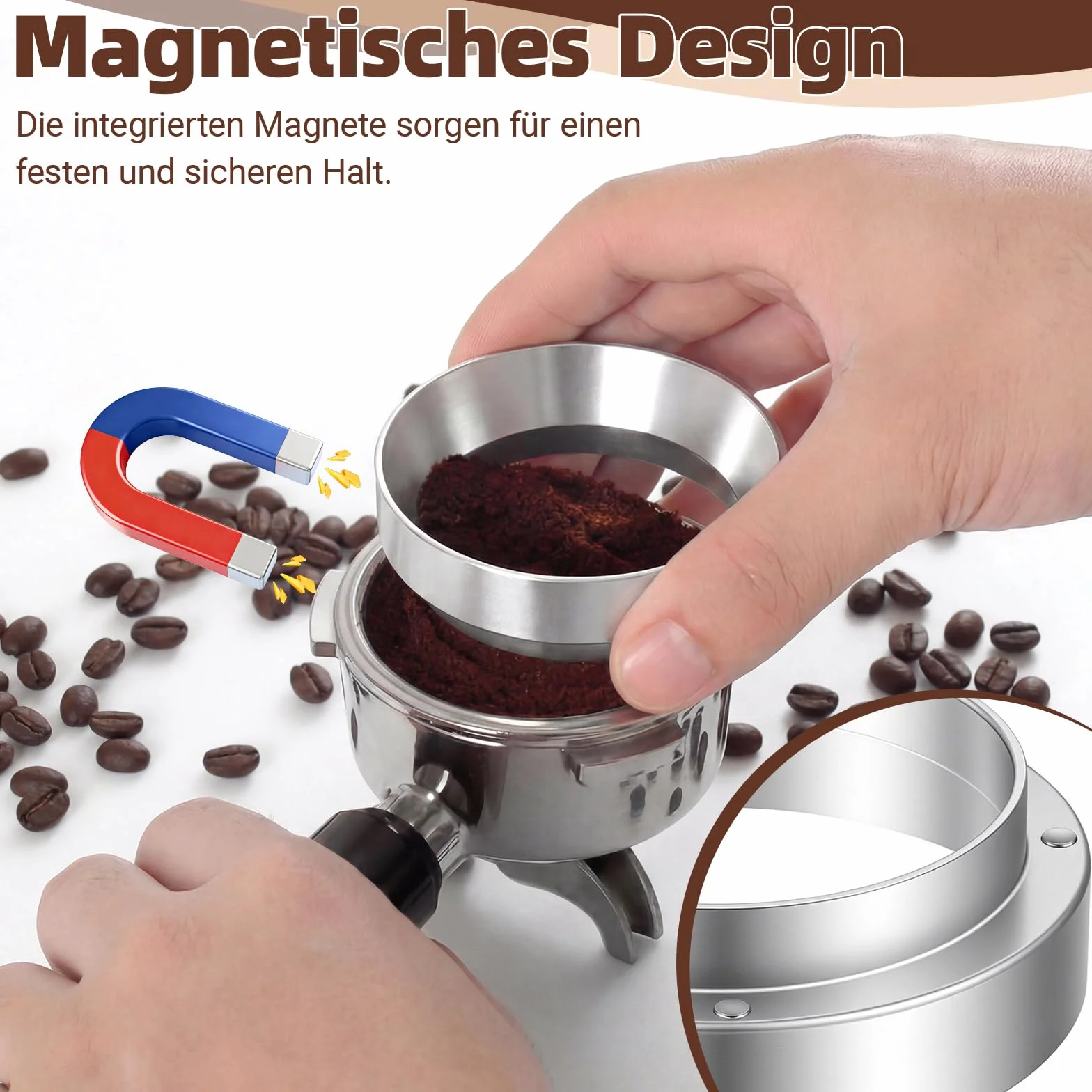 Magnetyczny pierścień dozujący do kawy 51 mm lejek do espresso akcesoria