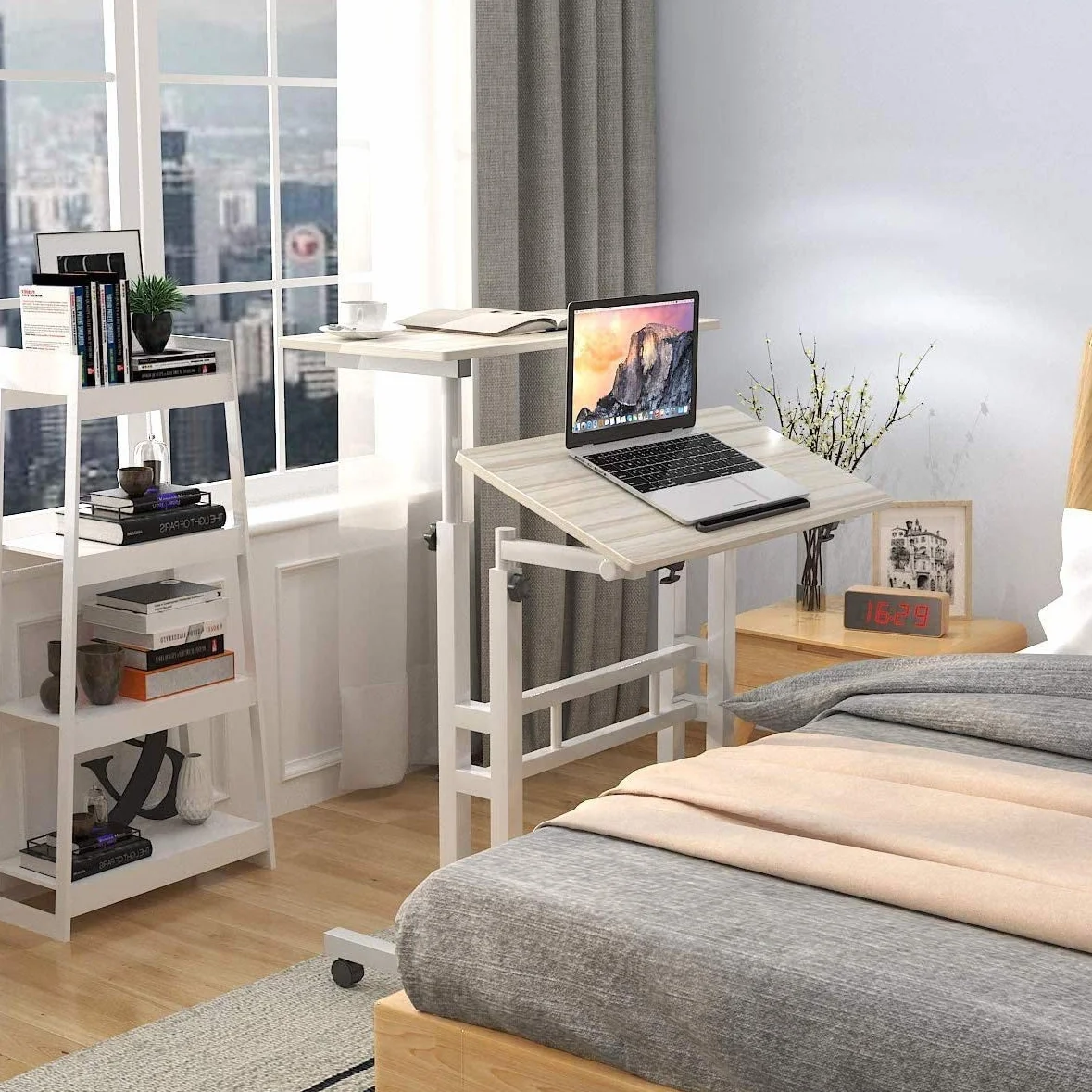 sogesfurniture Regulowana stojąca biurko komputer biurko stanowisko robocze biurko stojące biurko do domowego biura, 60 x 30 x 70-115 cm, klon BHEU-101-MP