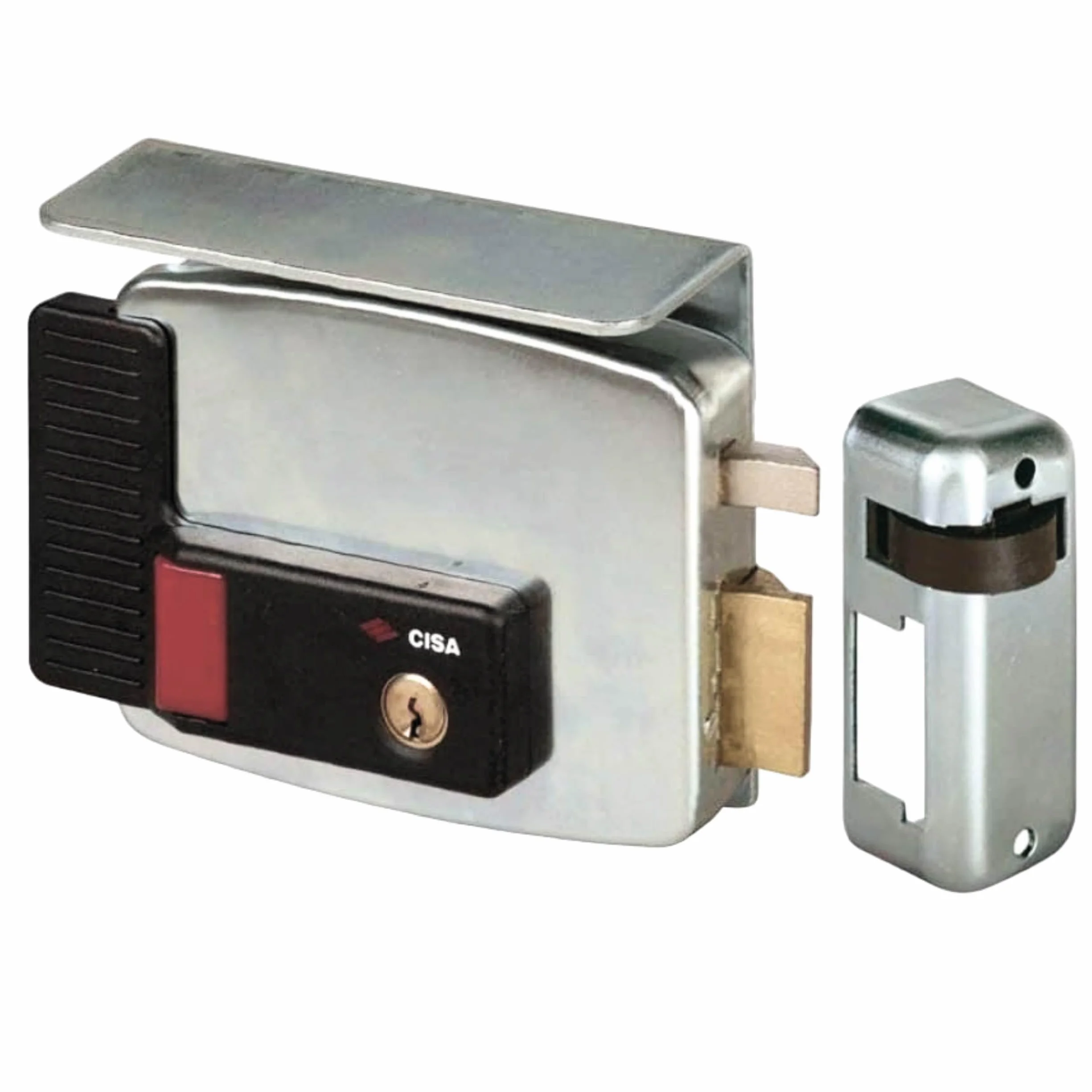 CISA 111731501, elektryczny zamek do nakładania, wejście 50 mm, ręczny zamek, dach ochronny, dysza dolna, przycisk, uchwyt dzienny, prawa ręka