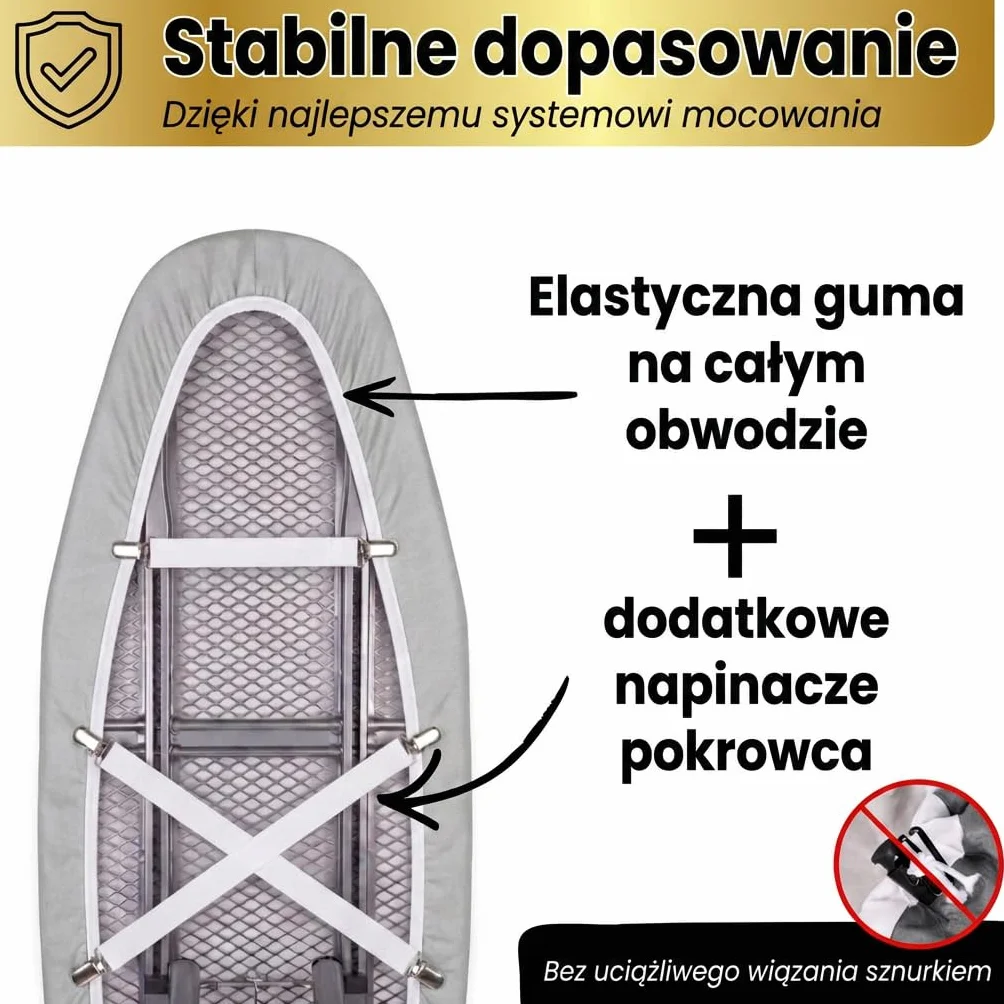 pokrowiec na deskę do prasowania, 120 x 40 cm, do żelazka parowego, 100% bawełna, wygodna wyściółka, elastyczna | Pokrowiec na deskę do prasowania (jasnoszary/Uni, M)