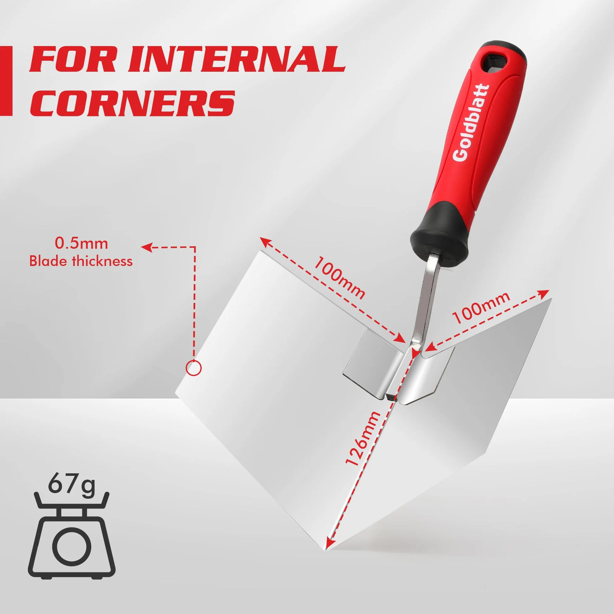 Goldblatt Zestaw kielni narożnych, wewnętrzna i zewnętrzna kielnia narożna ze stali nierdzewnej, szpachla do tynkowania, narzędzie ręczne do domu i przemysłu
