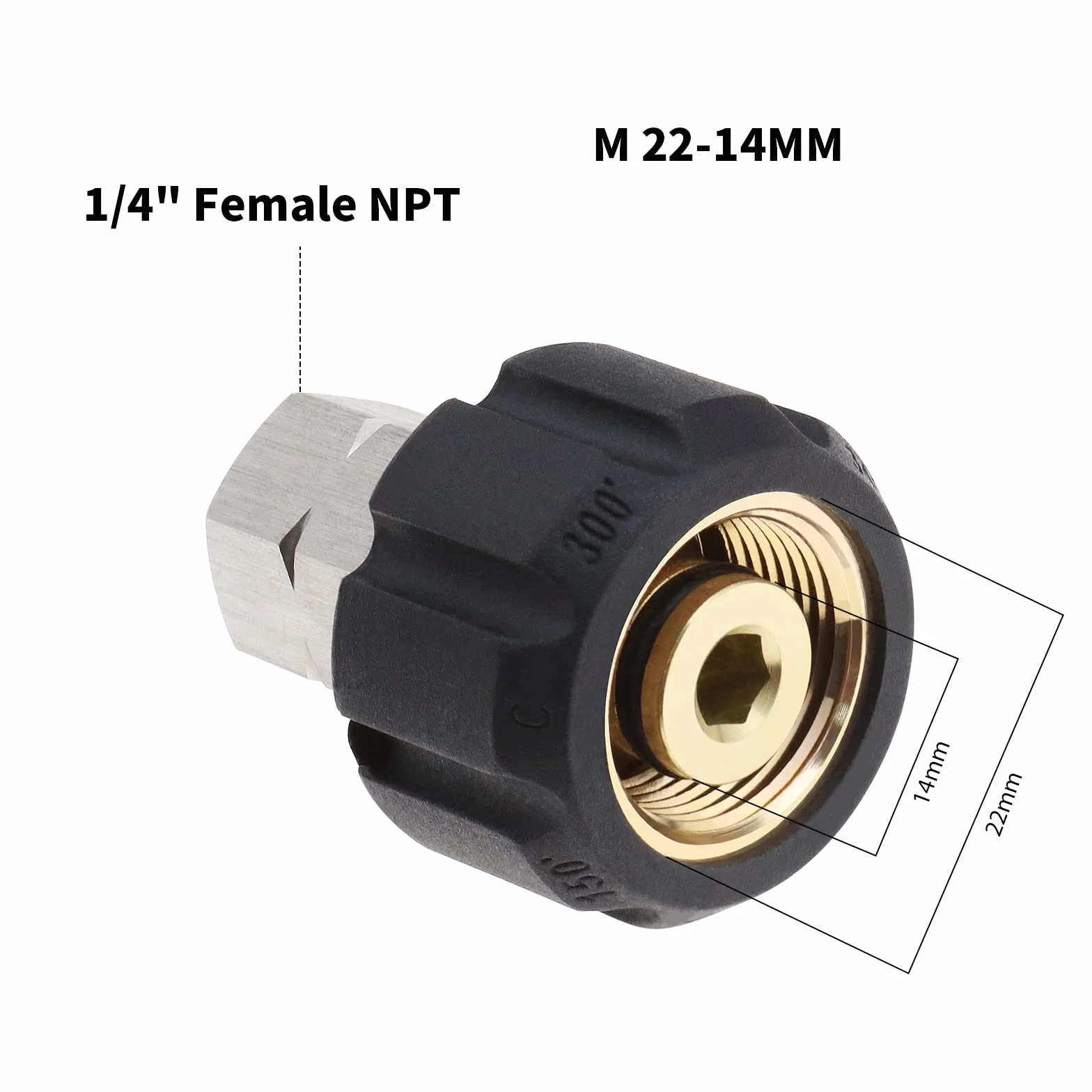 ECSiNG Adapter do myjki ciśnieniowej żeński metryczny M22 do 1/4 cala żeński NPT montaż metalowy adapter węża myjki ciśnieniowej gniazdo szybkiego połączenia