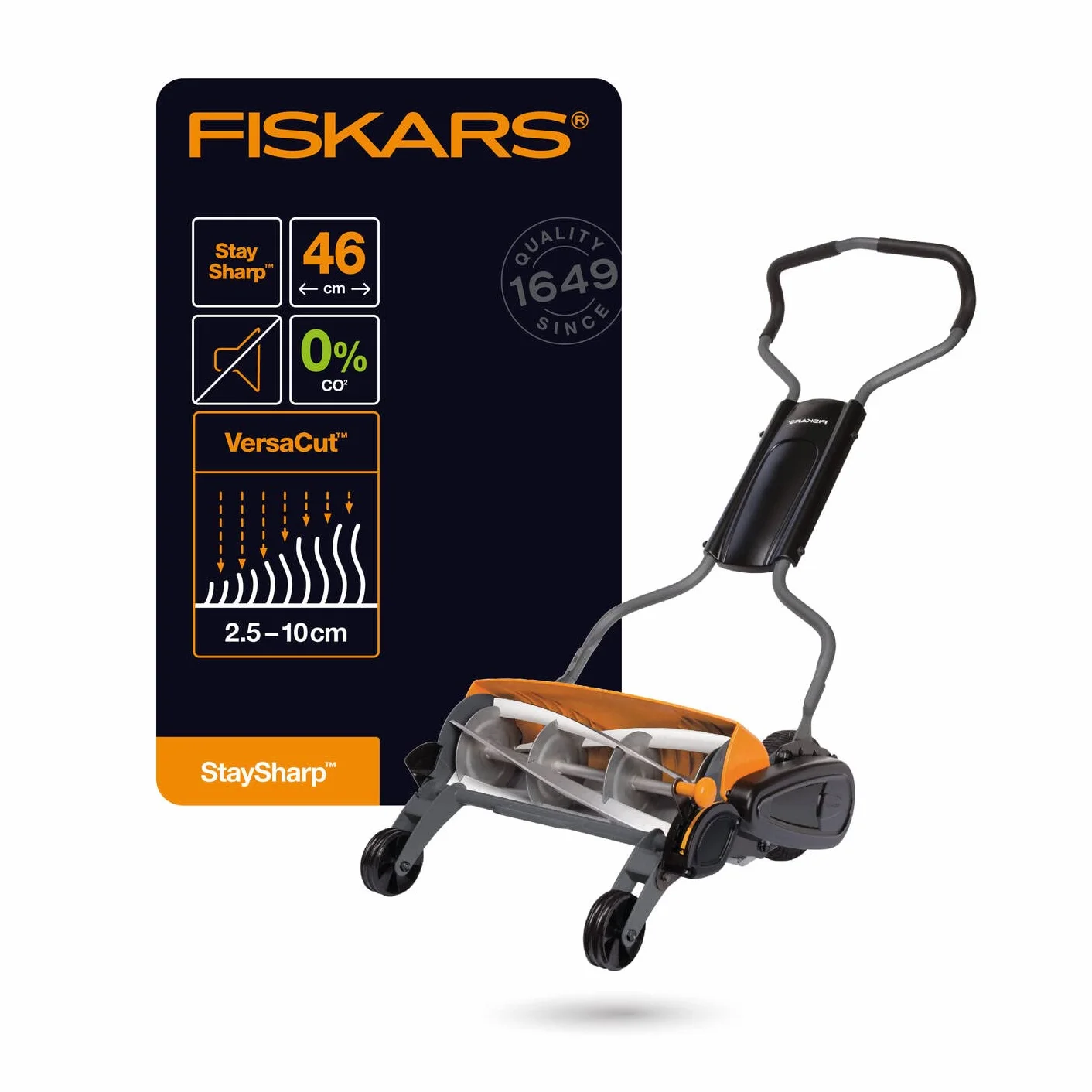 Fiskars Staysharp Kosiarka Bezprzewodowa, Czarny/Pomarańczowy/Srebrny, 46 cm