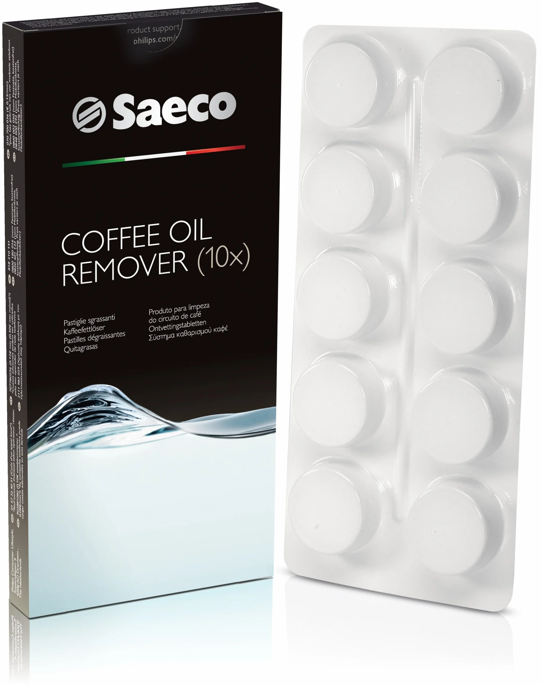 Saeco CA6704/99 tabletki rozpuszczające tłuszcz do ekspresów do kawy, 1 opakowanie 10 x 1,6 g