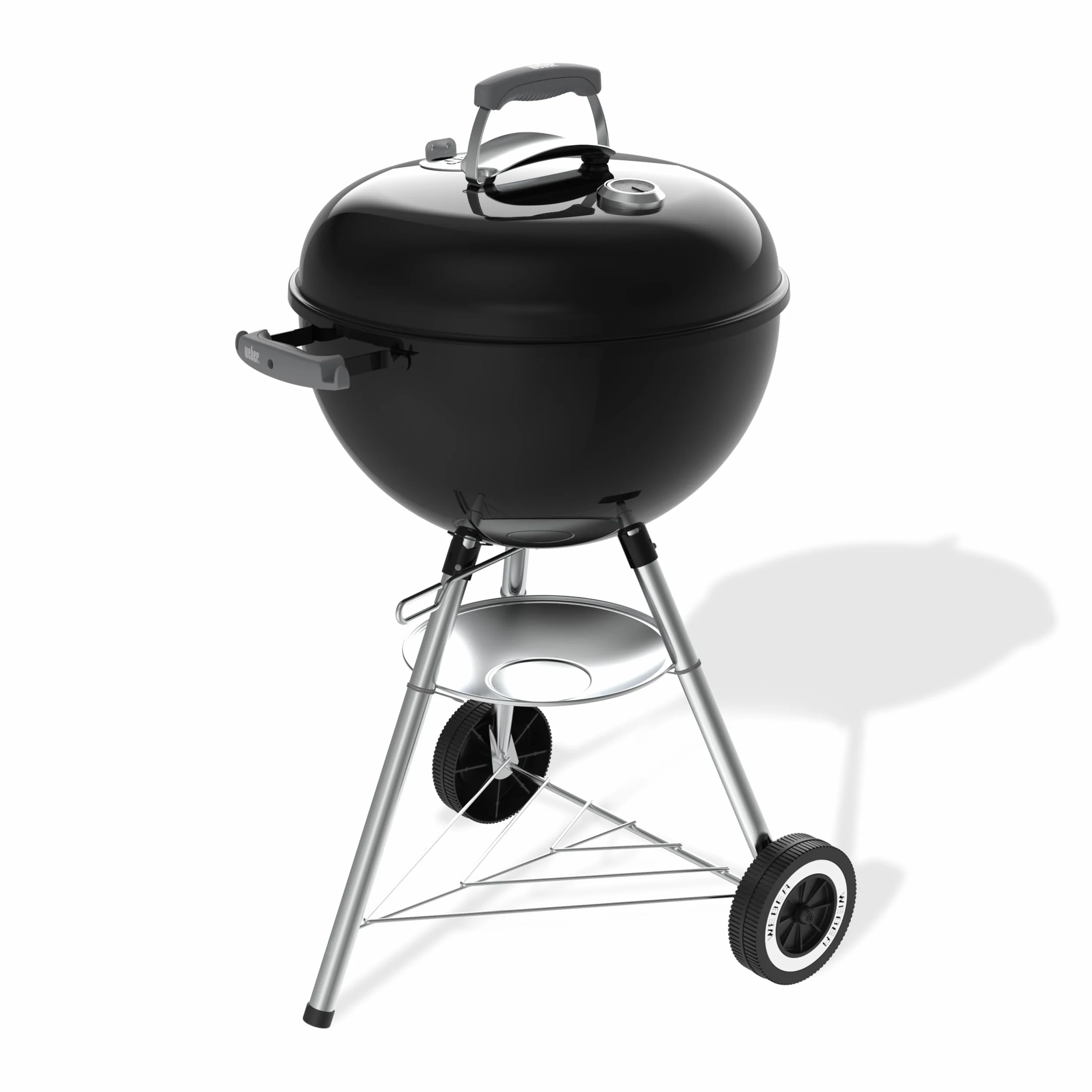 Weber Grill Węglowy Weber Original Kettle, Pokrywa i Misa Pokryte Emalią Porcelanową, Powierzchnia Grillowania 47cm, System Czyszczenia One-Touch, Termometr w Pokrywie, Stojak Trójnożny, Kółka, Czarny