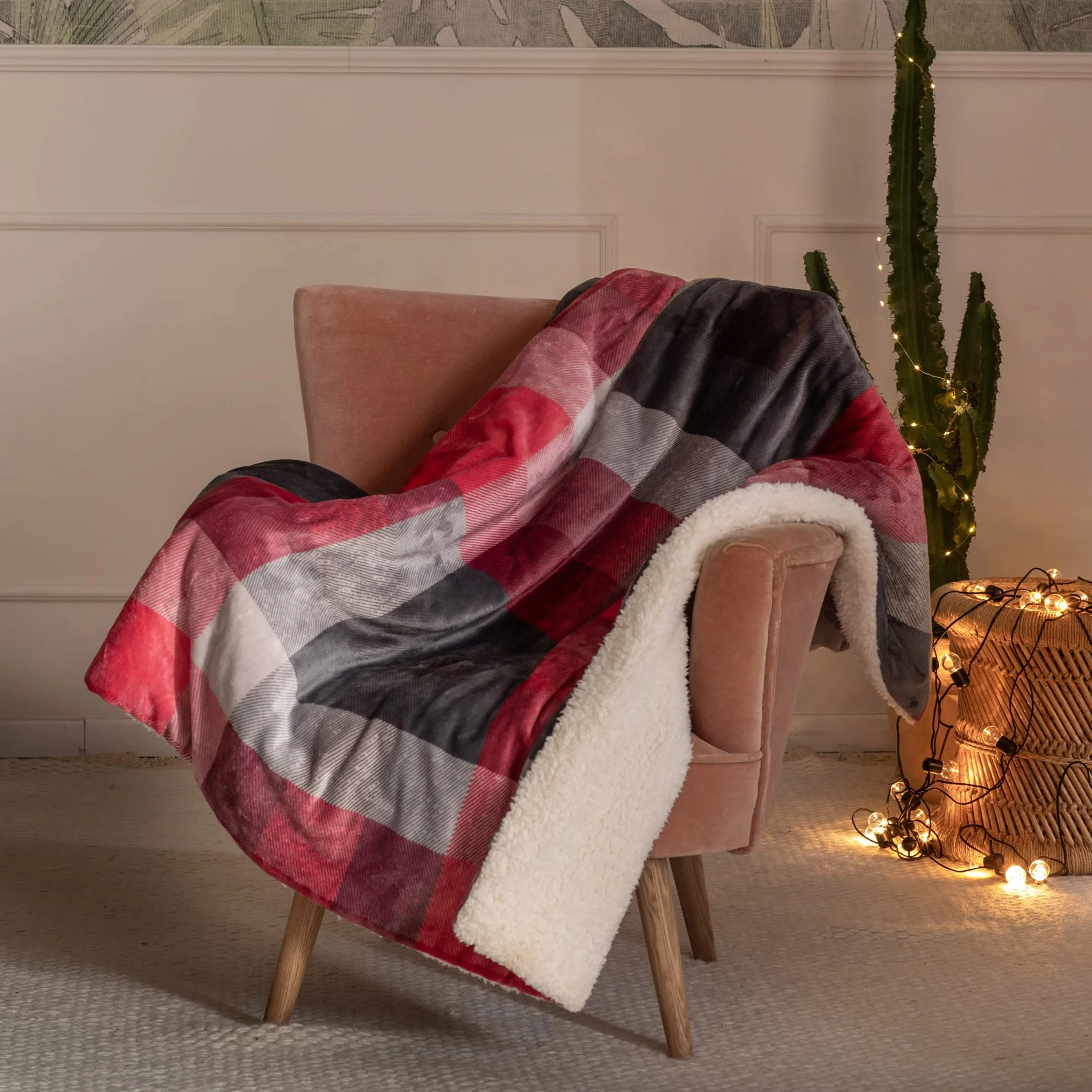 Imetec Adapto Velvet Tartan koc elektryczny, 160 x 120 cm, z miękkiej tkaniny, niskie zużycie, technologia Adapto, bezpieczny, szybkie nagrzewanie, 6 temperatur, nadaje się do prania