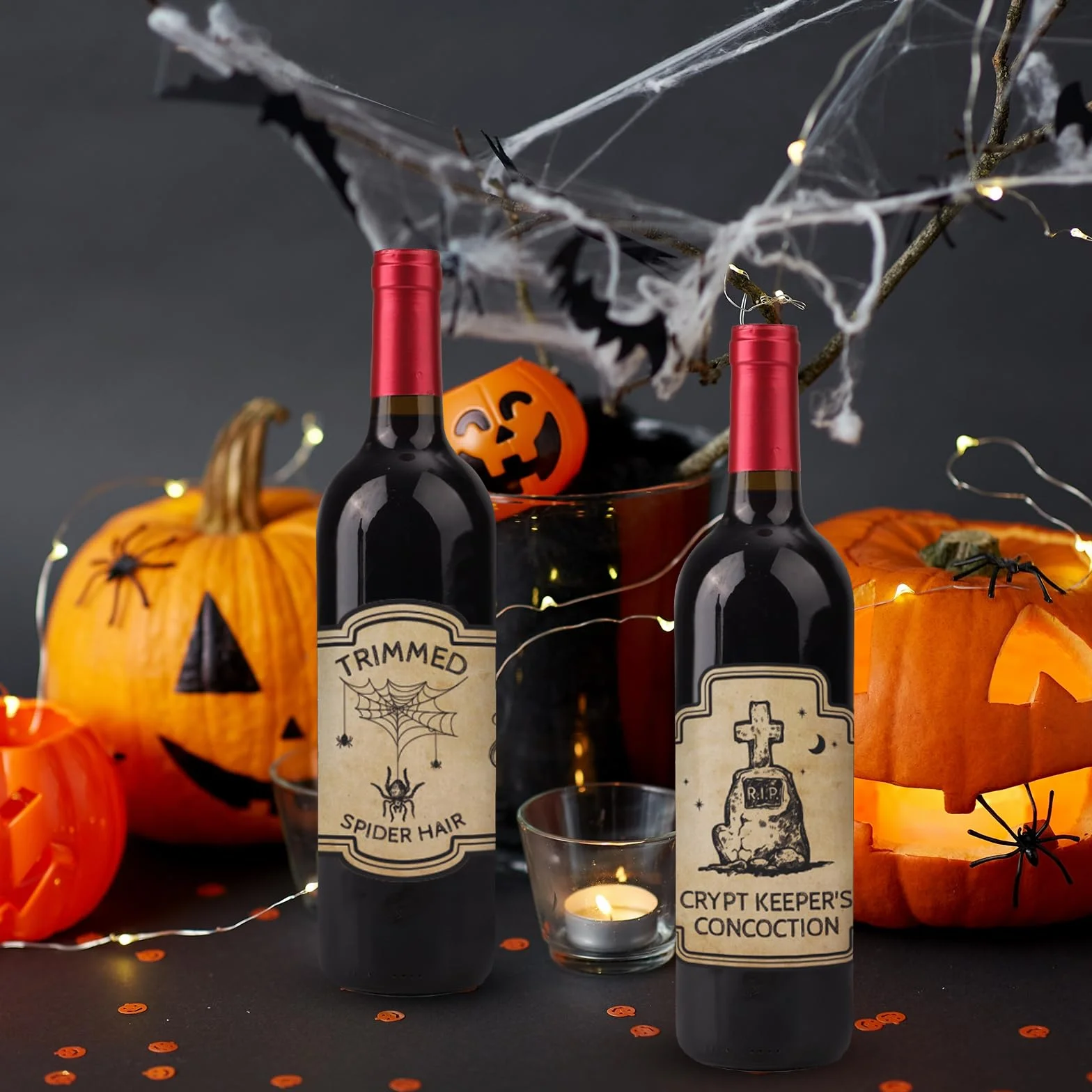 Etykiety na Butelki Wina Halloween 36szt 9 Stylów Vintage Naklejki