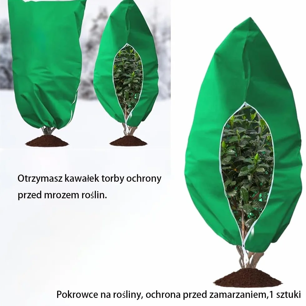 Pokrowce na rośliny, ochrona przed zamarzaniem, koce z zamkiem błyskawicznym, wielokrotnego użytku, zimowe, ochraniacze roślin, do ogrodu, 120 x 180 cm,1 sztuki