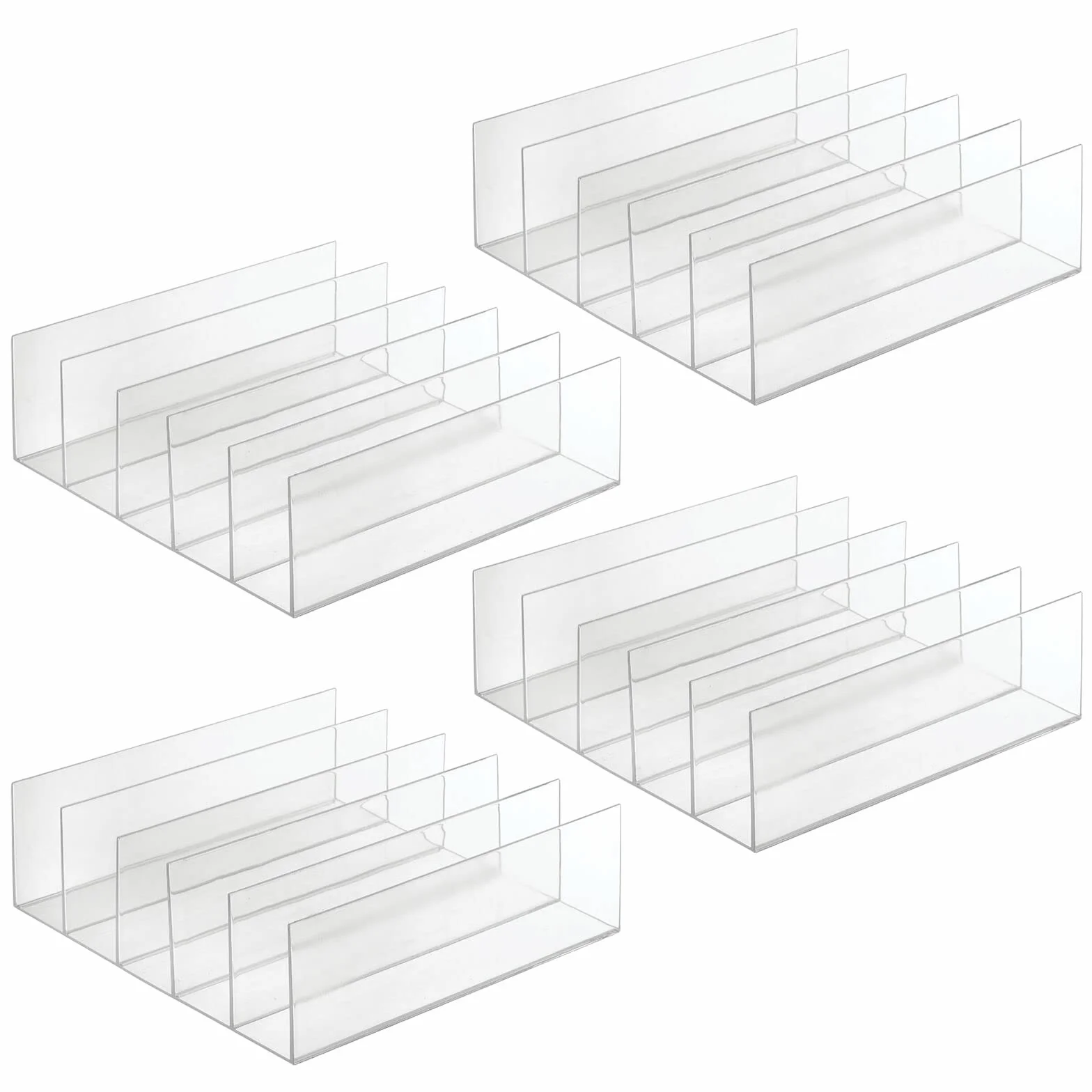 mDesign Plastikowy organizer do szafy – Elegancki i praktyczny stojak na torebki i inne akcesoria – Wielofunkcyjny organizer do garderoby, przedpokoju i szafy – 4-pack – Błękitny przezroczysty