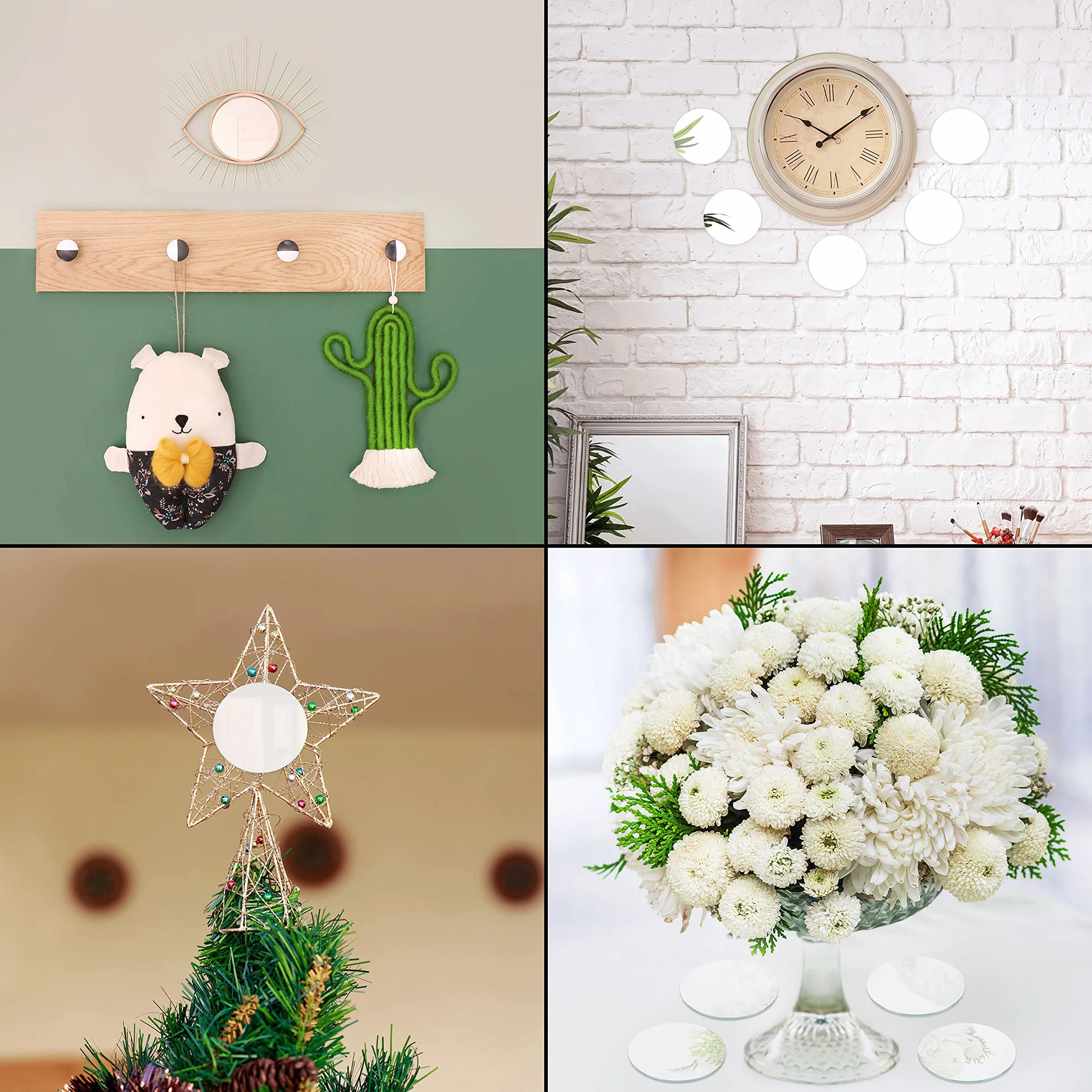 Belle Vous Petit okrągłe lusterko ścienne (zestaw 50 sztuk) - 7,5 cm - Szklana płyta lustrzana do kreatywnego wypoczynku, rzemiosła i dekoracji - małe lustro dekoracja do salonu i sypialni