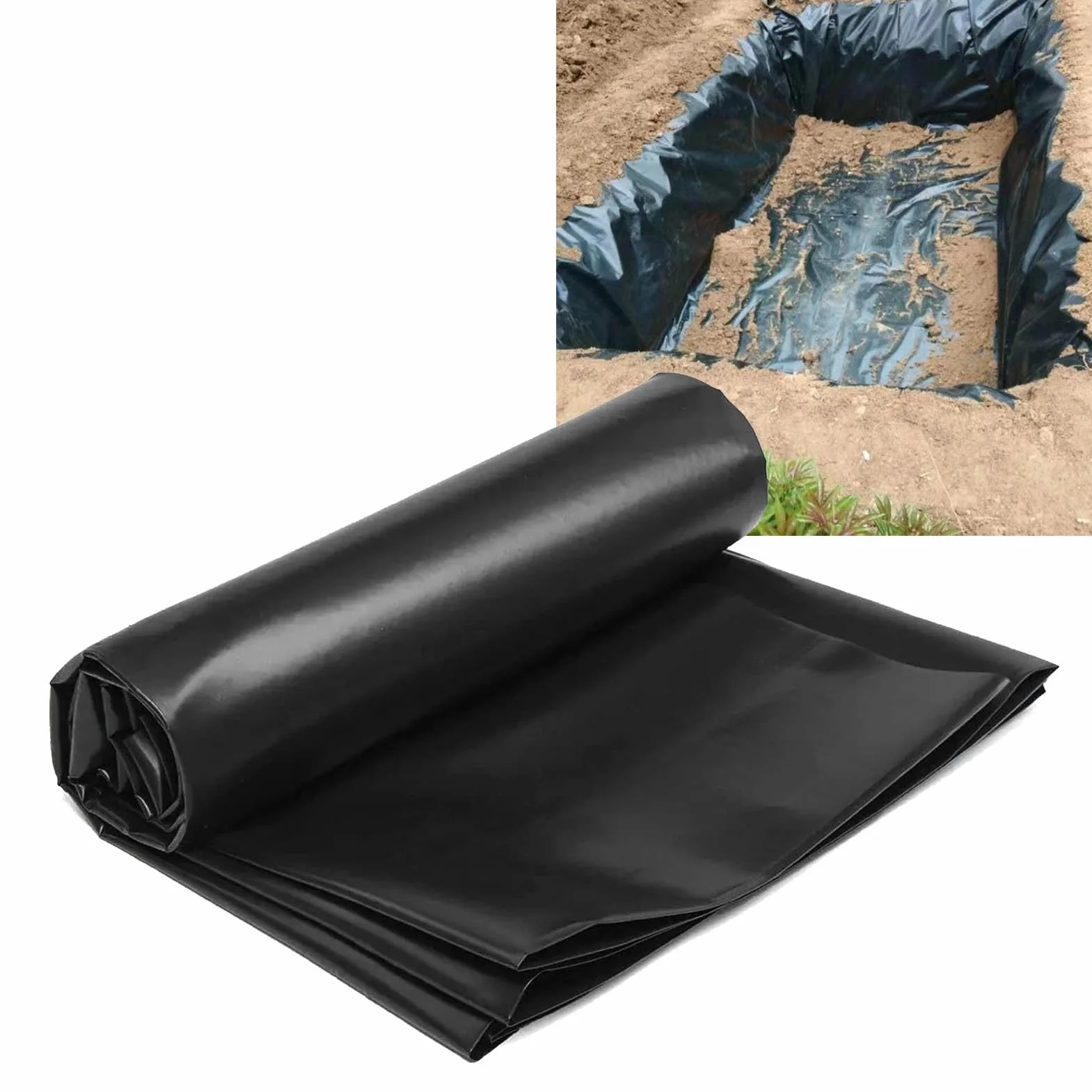 Black Pond Liner Pe Trwałość Mata HDPE do Wodospadu, Fontanny Ogrodowe, Woda Zawiera Gumowe HDEP KOI KOI Ryby Wkładki na Zewnątrz, strumień, Fontanny i Ogrody, Fontanna (3 * 5m)